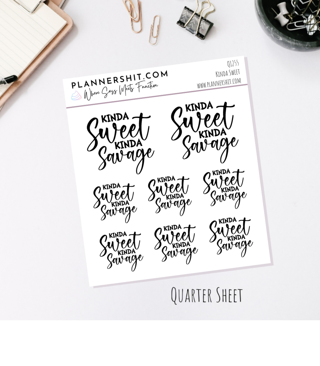 Quarter Sheet Planner Stickers - Kinda Sweet