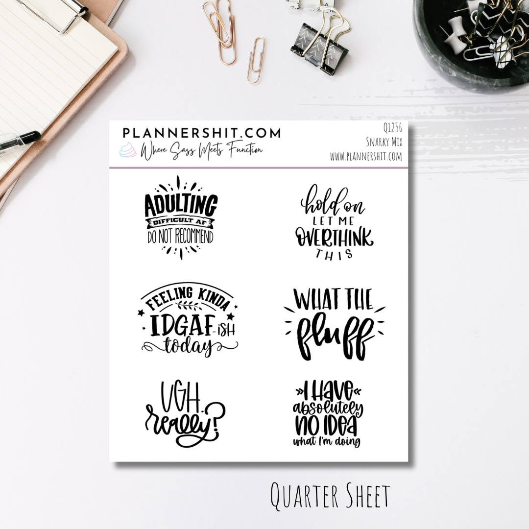 Quarter Sheet Planner Stickers - Snarky Mix