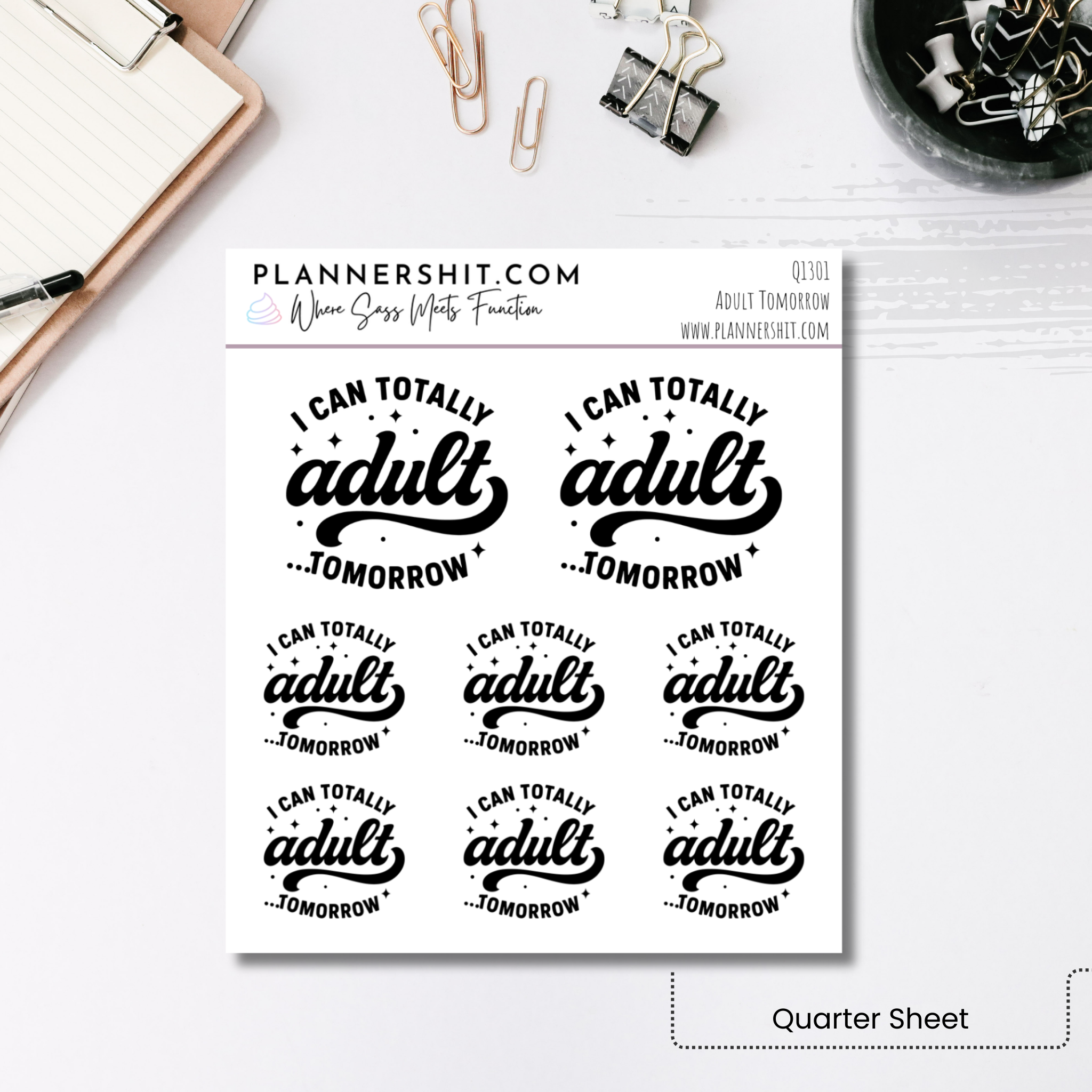 Quarter Sheet Planner Stickers - Adult Tomorrow