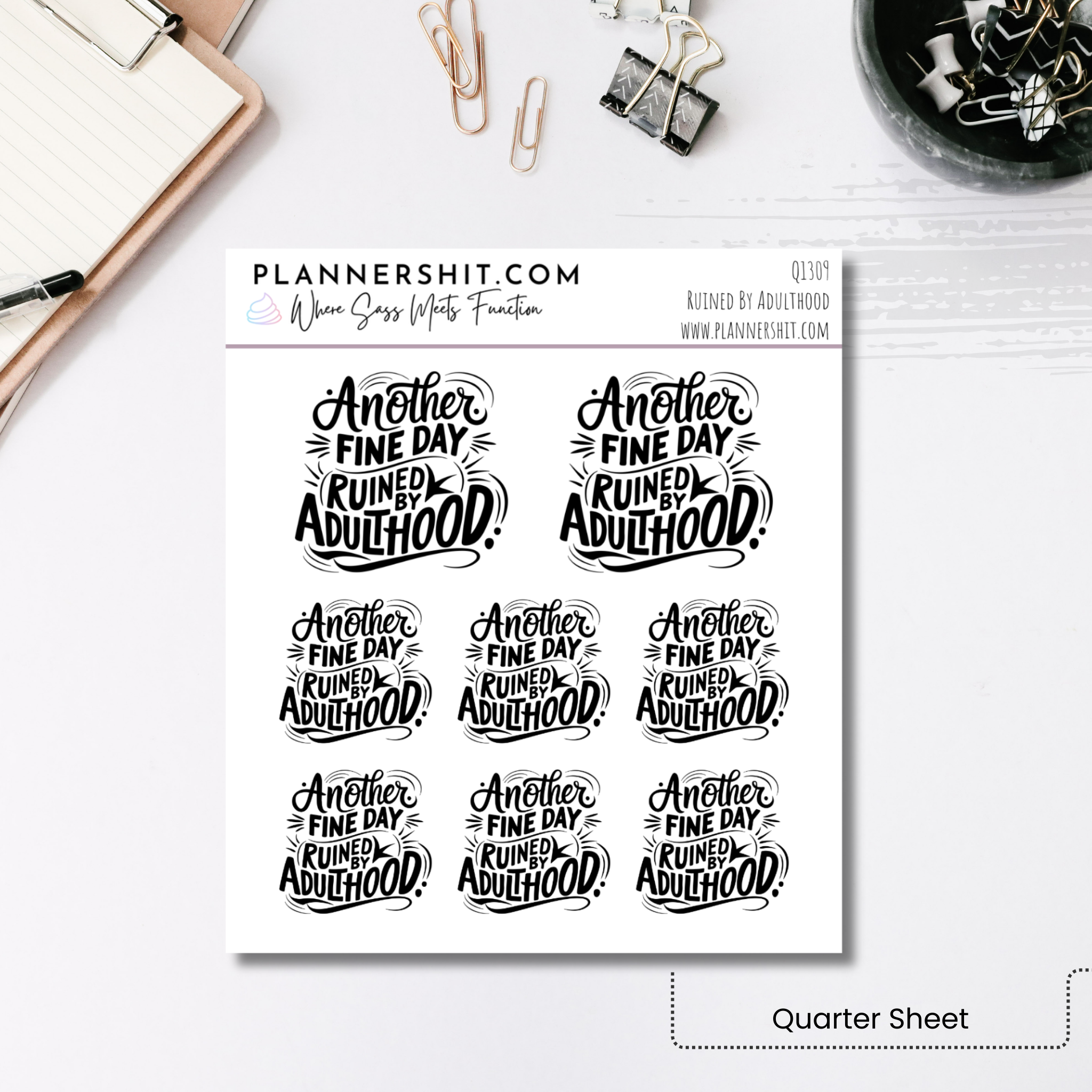Quarter Sheet Planner Stickers - Ruined By Adulthood