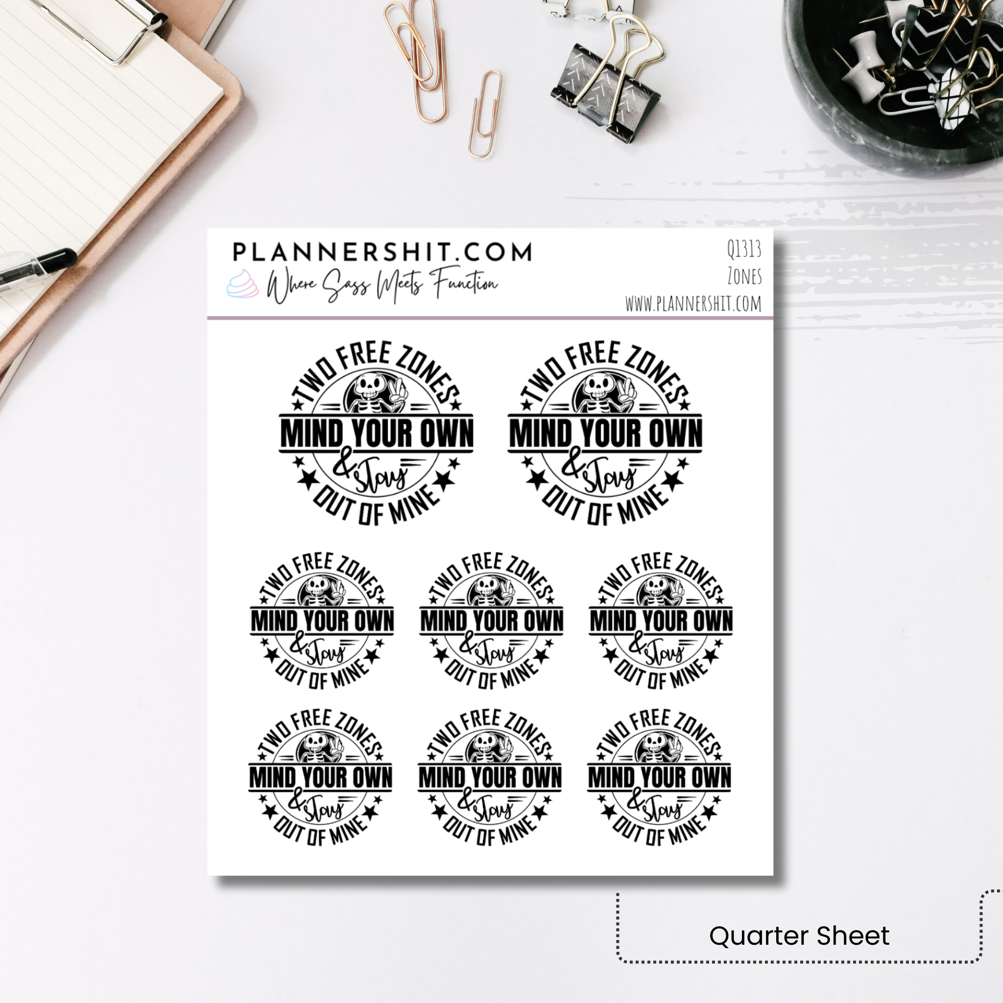 Quarter Sheet Planner Stickers - Zones