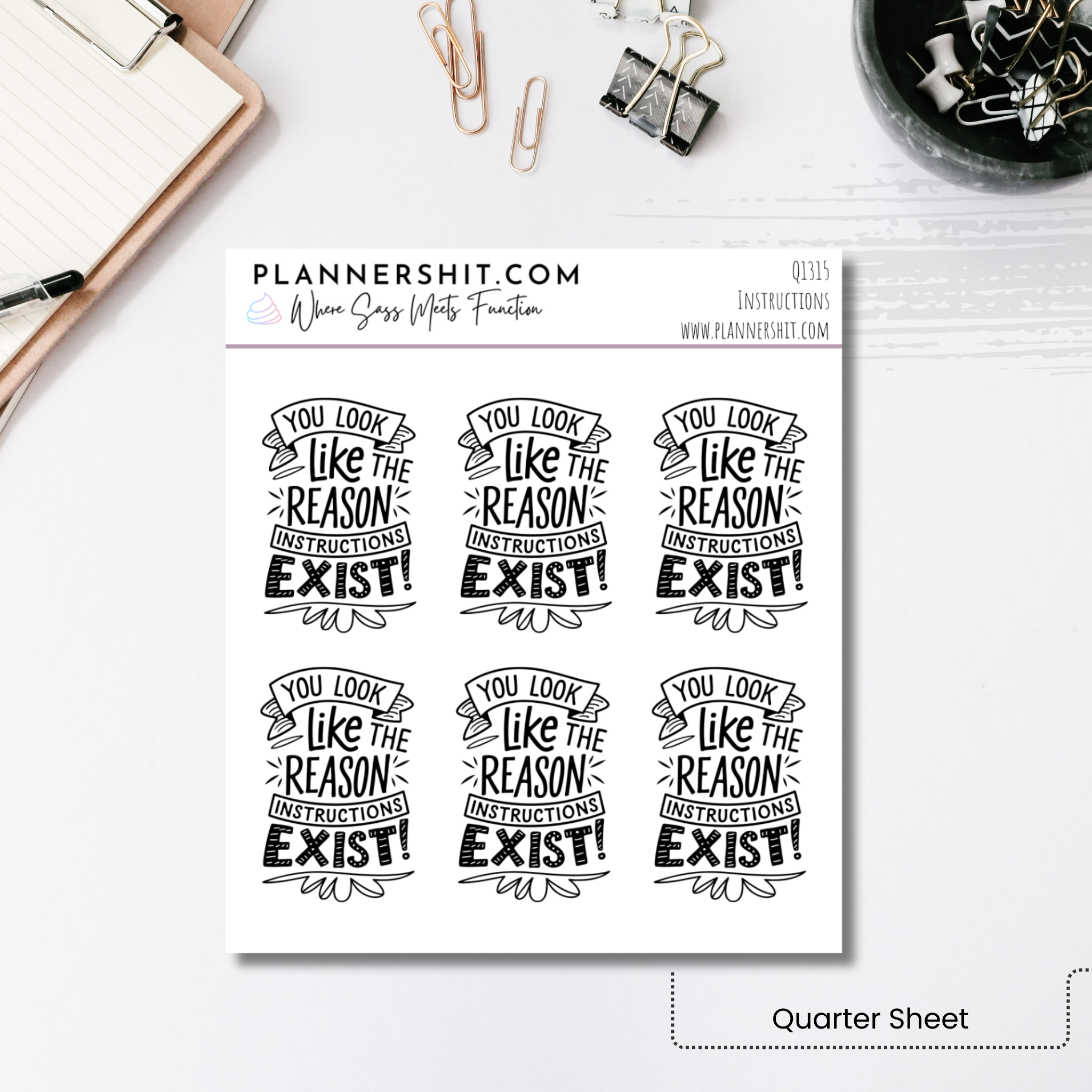 Quarter Sheet Planner Stickers - Instructions