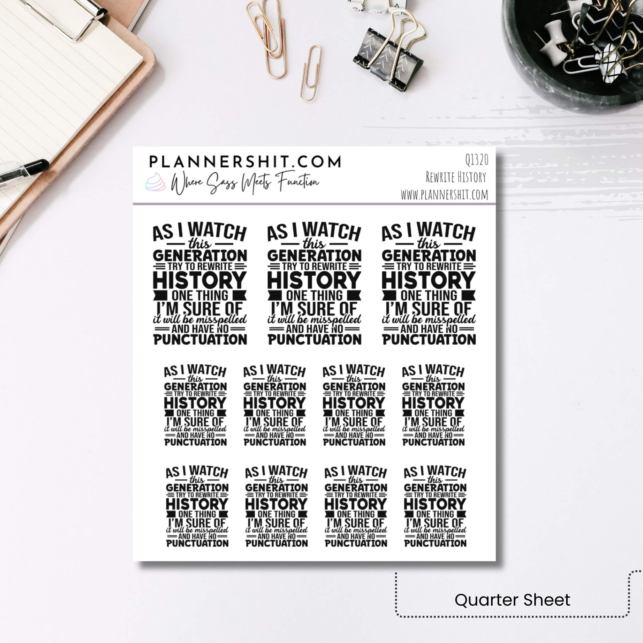 Quarter Sheet Planner Stickers - Rewrite History