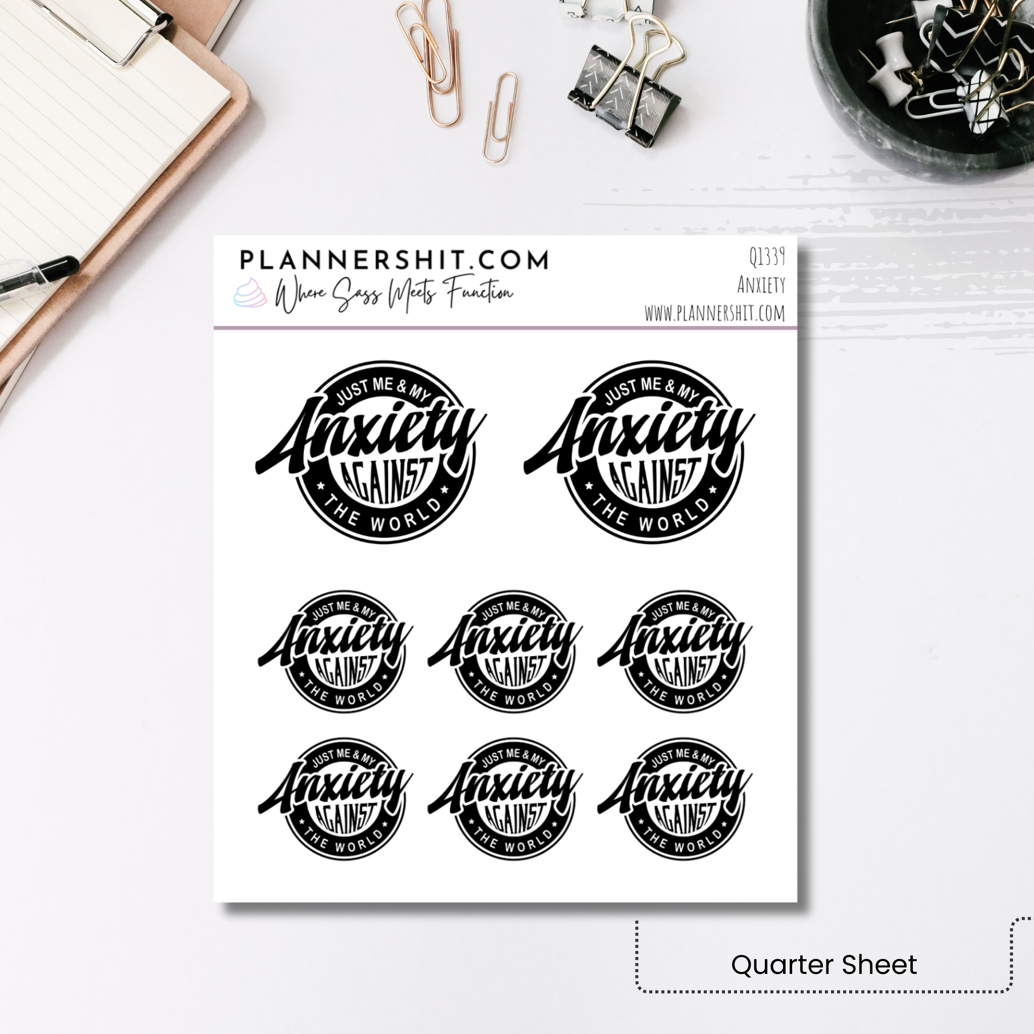 Quarter Sheet Planner Stickers - Anxiety