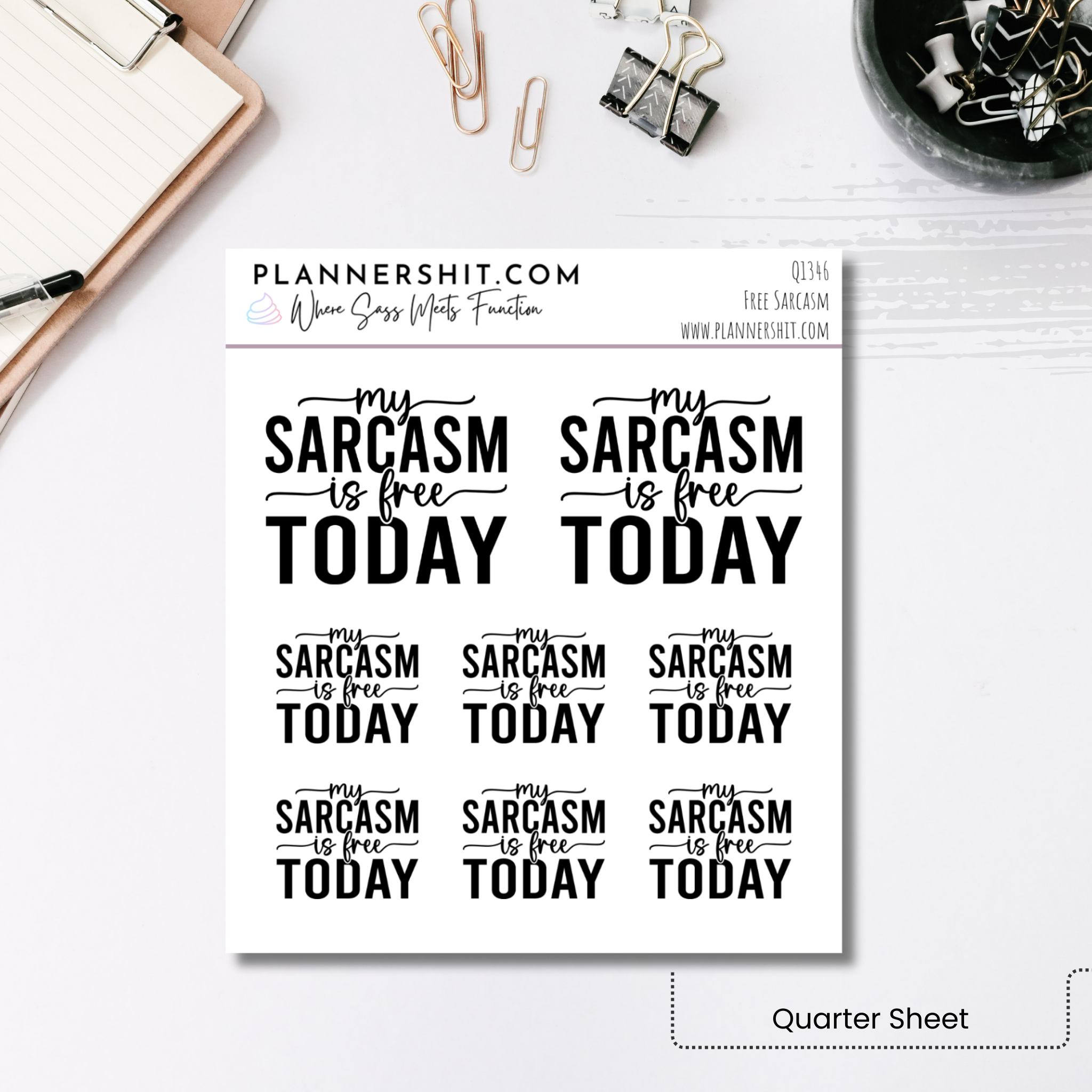 Quarter Sheet Planner Stickers - Free Sarcasm