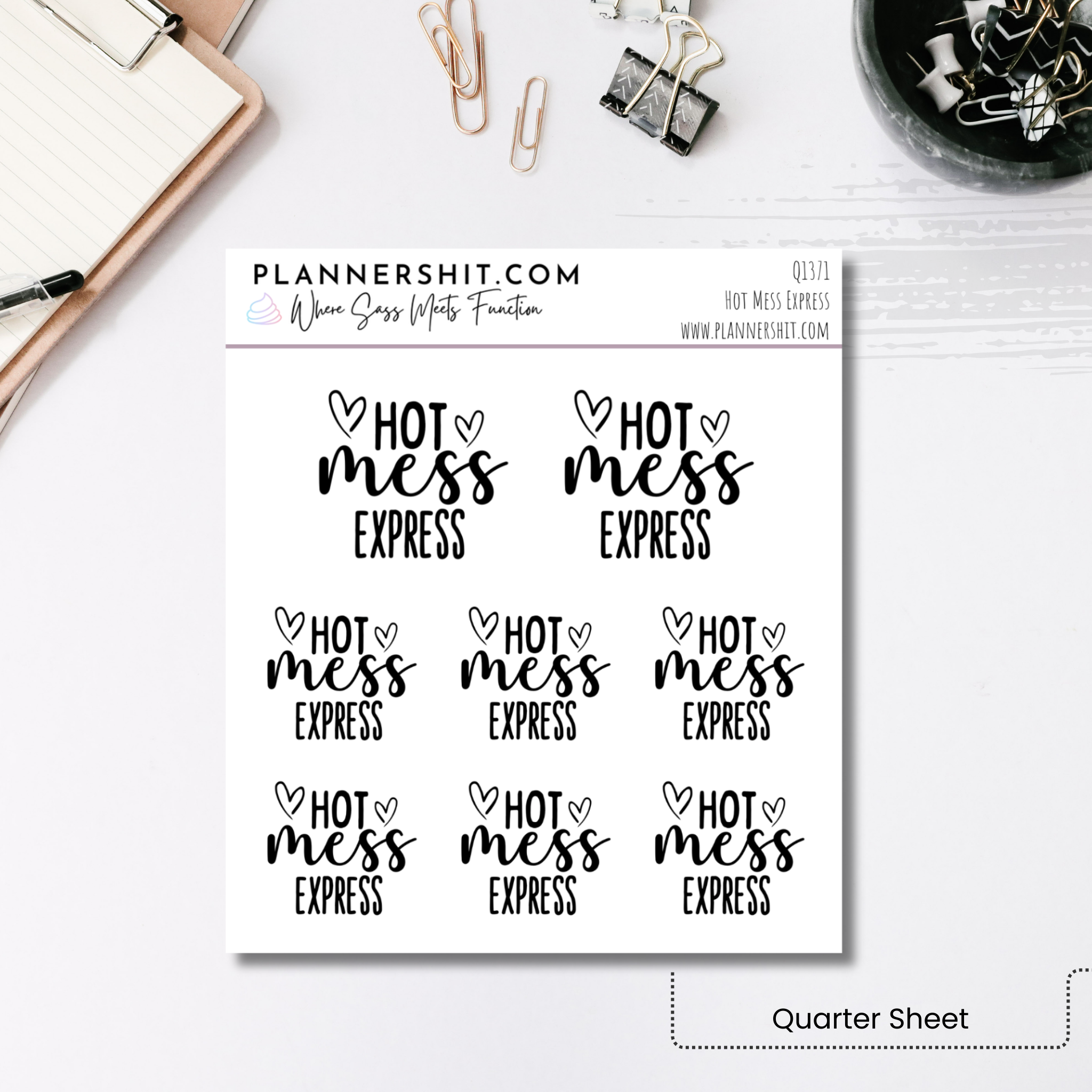 Quarter Sheet Planner Stickers - Hot Mess Express