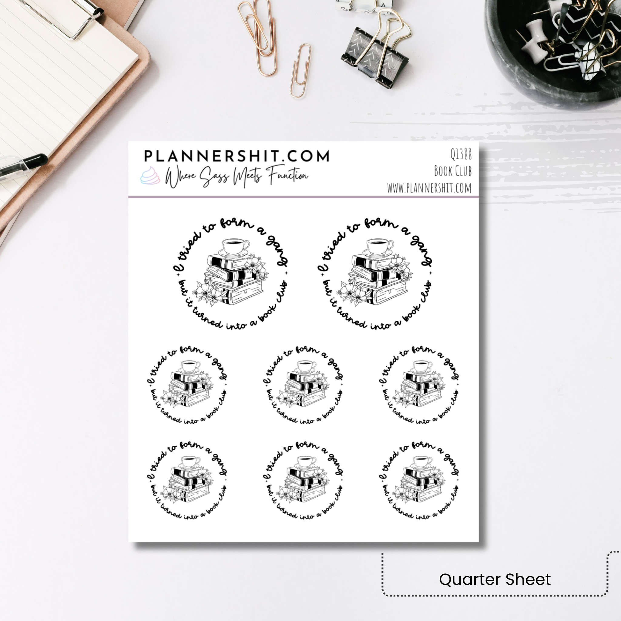 Quarter Sheet Planner Stickers - Book Club