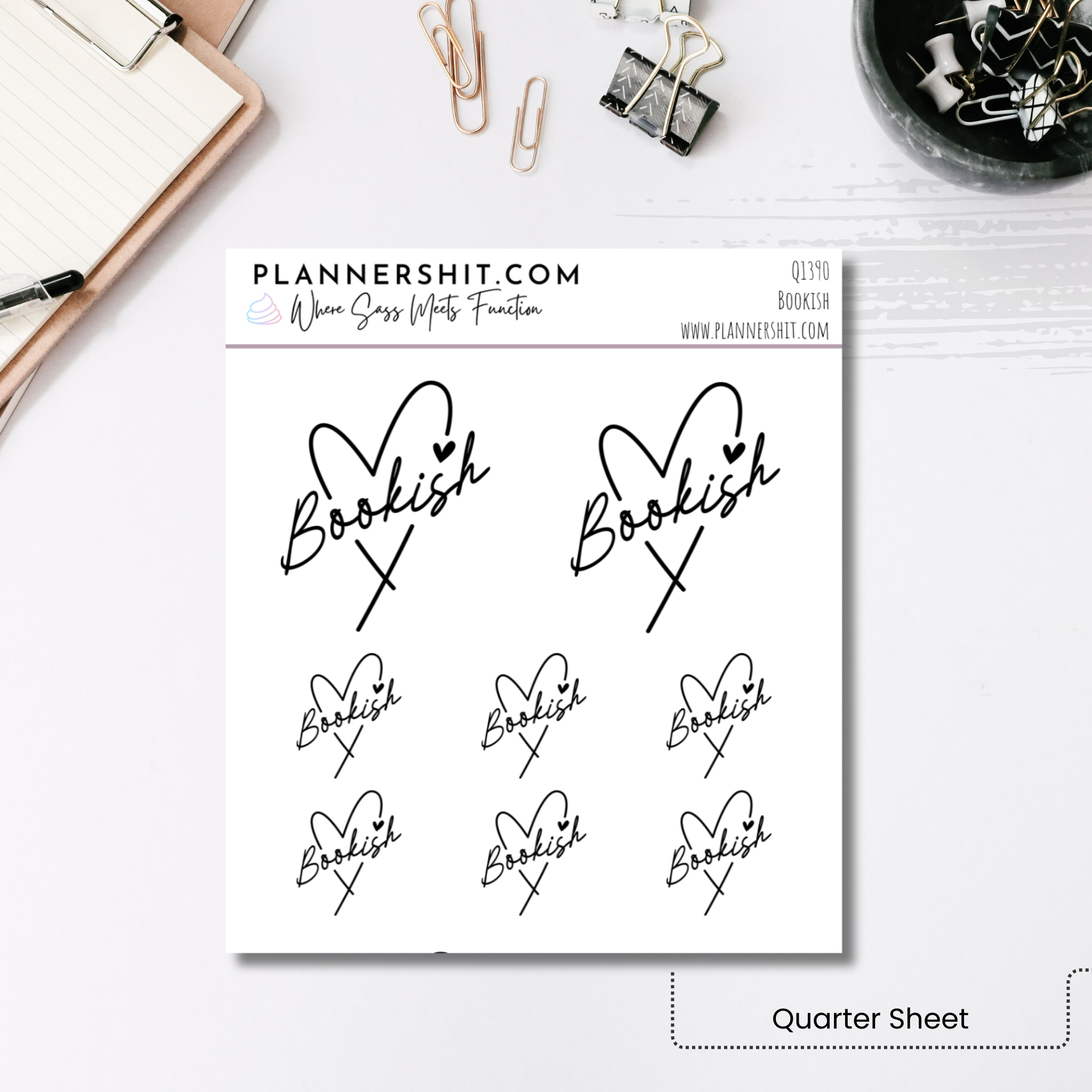 Quarter Sheet Planner Stickers - Bookish