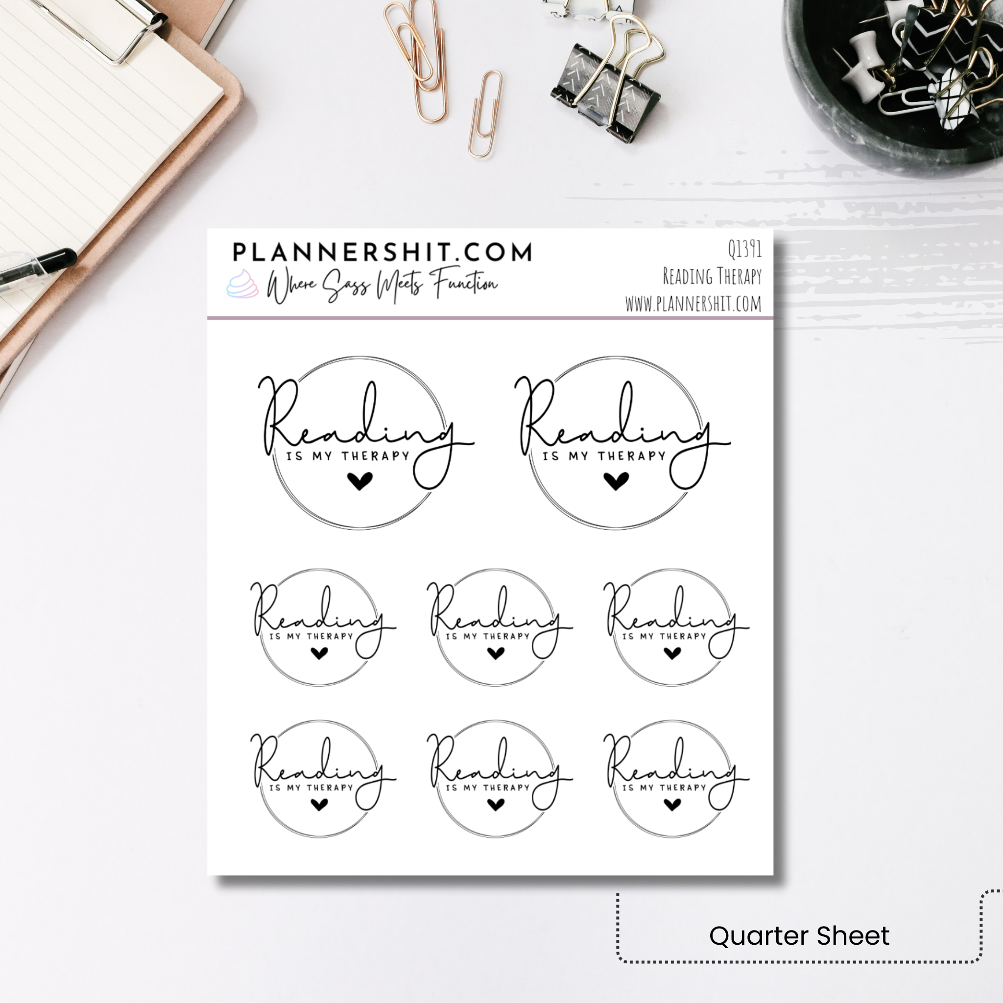 Quarter Sheet Planner Stickers - Reading Therapy