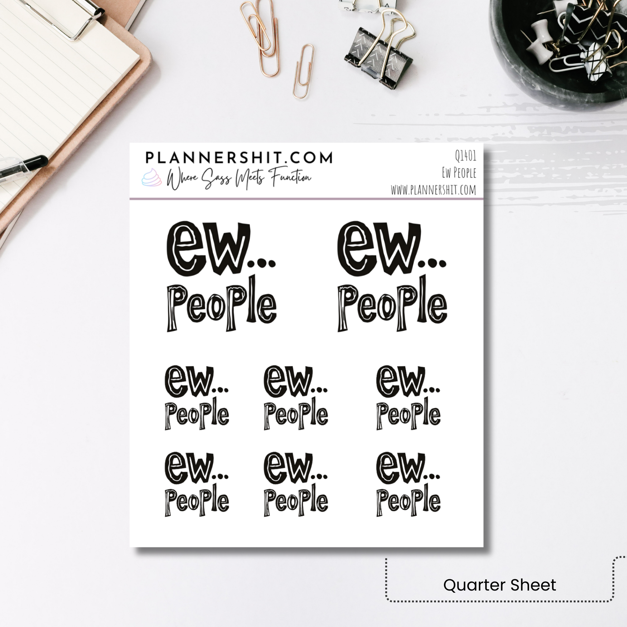 Quarter Sheet Planner Stickers - Ew People
