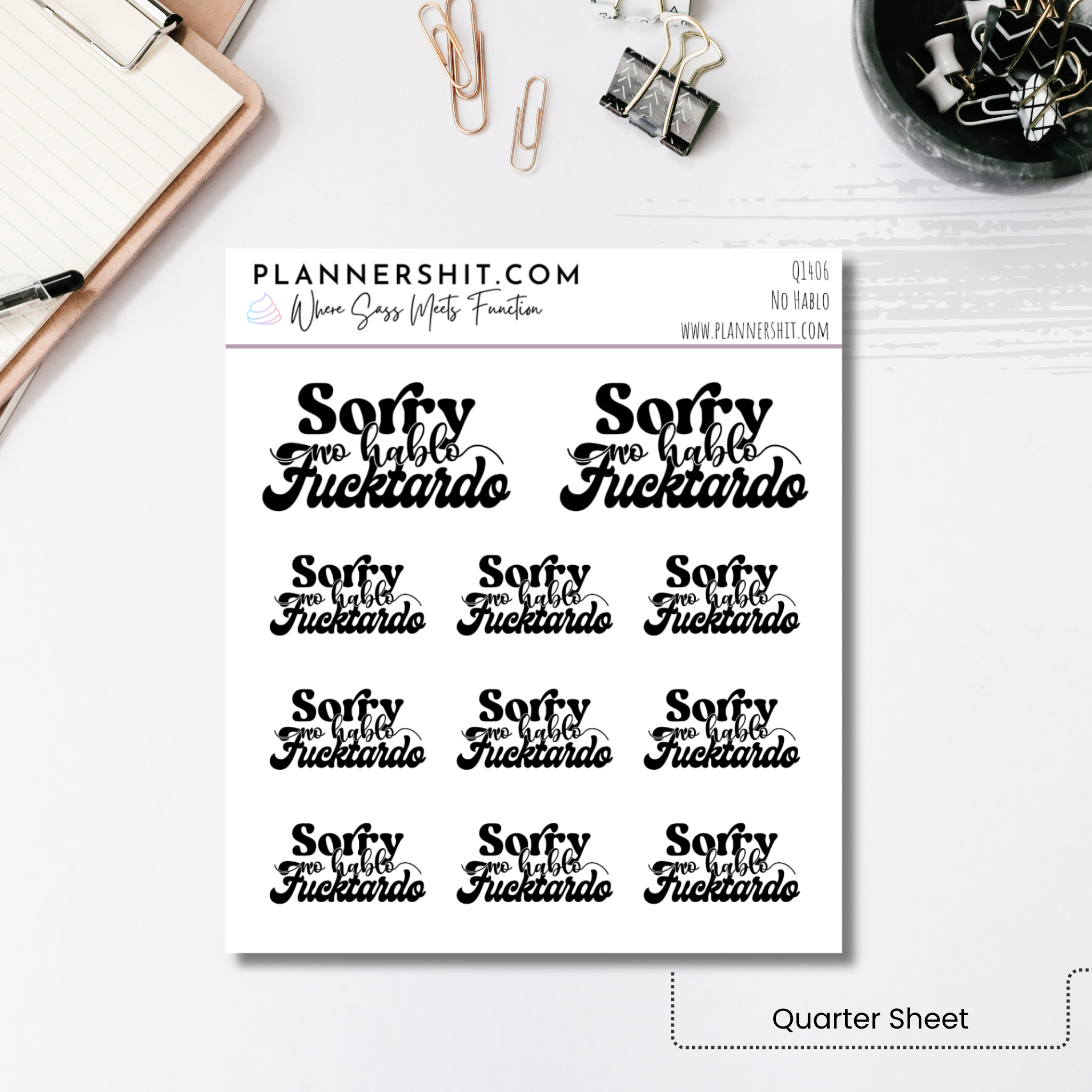 Quarter Sheet Planner Stickers - No Hablo