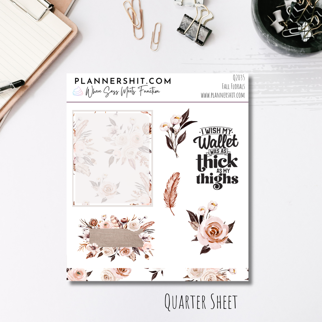 Quarter Sheet Planner Stickers - Fall Florals