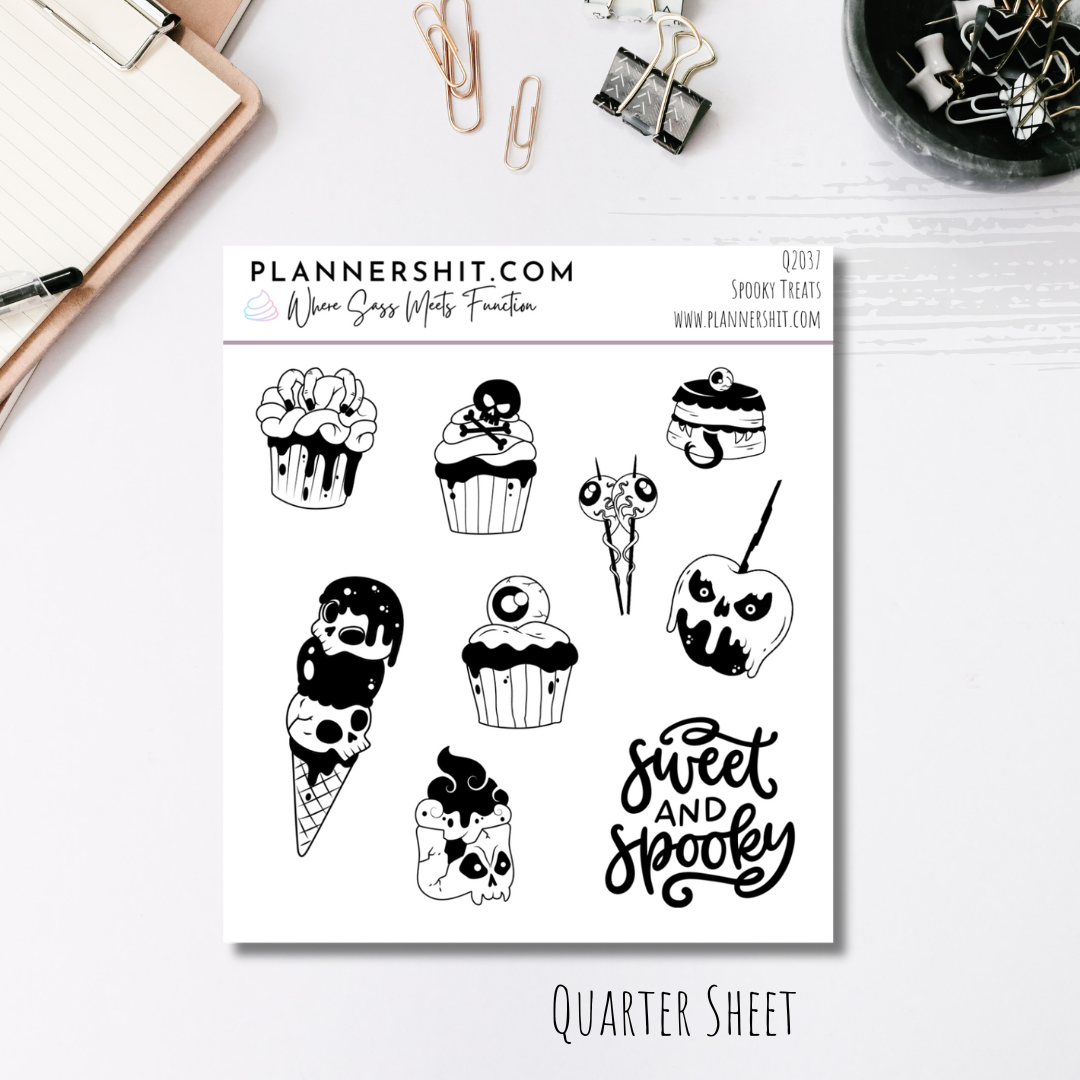 Quarter Sheet Planner Stickers - Spooky Treats