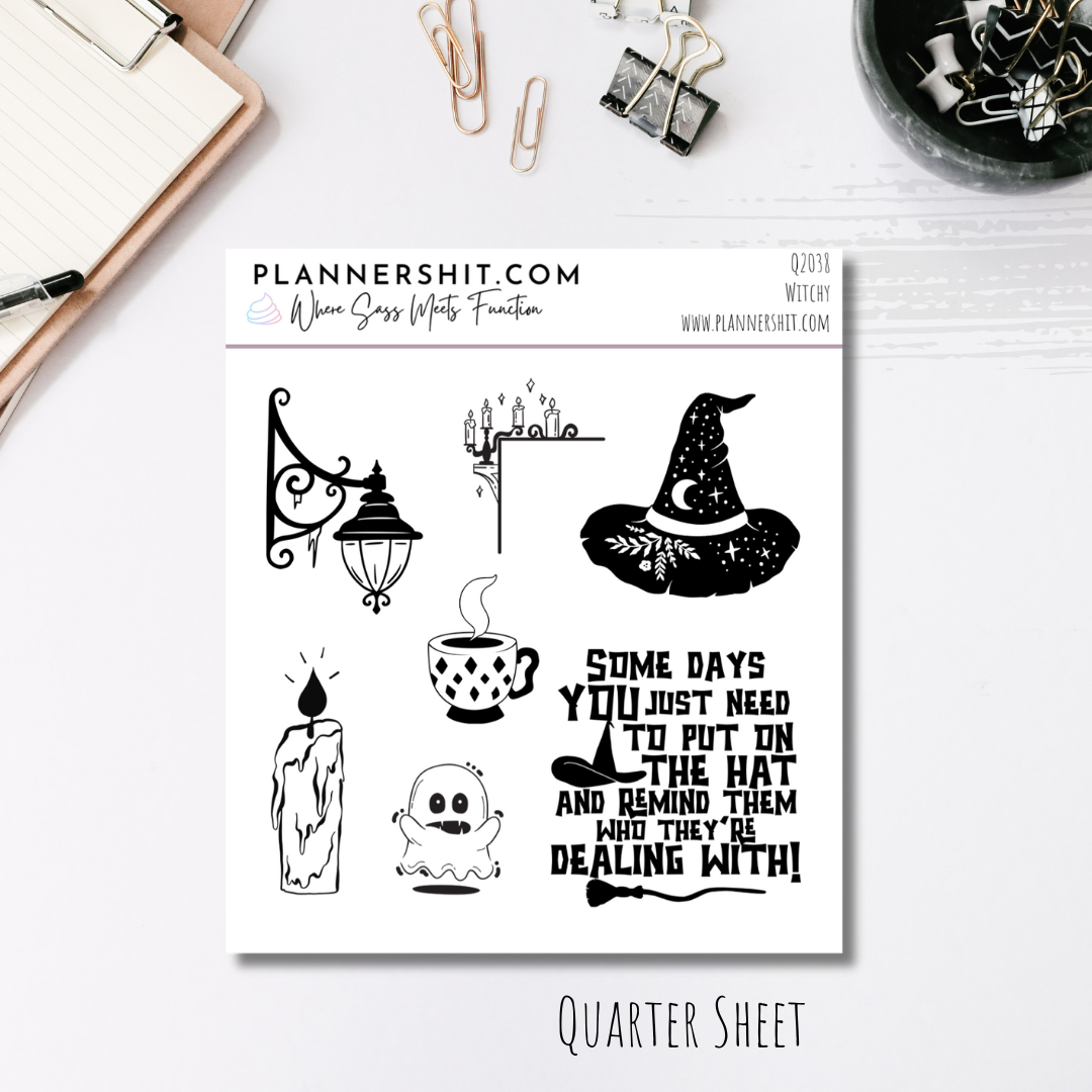 Quarter Sheet Planner Stickers - Witchy