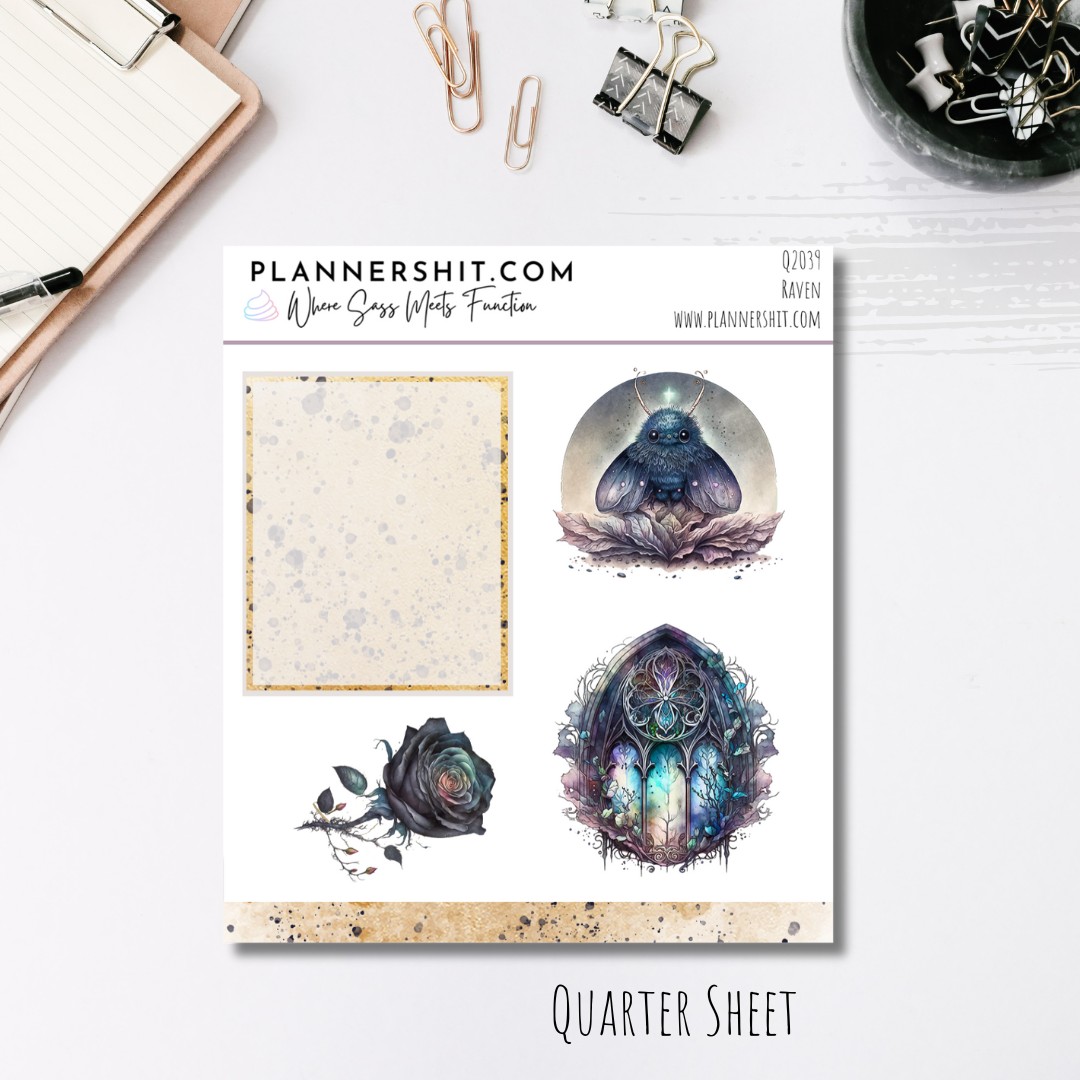 Quarter Sheet Planner Stickers - Raven