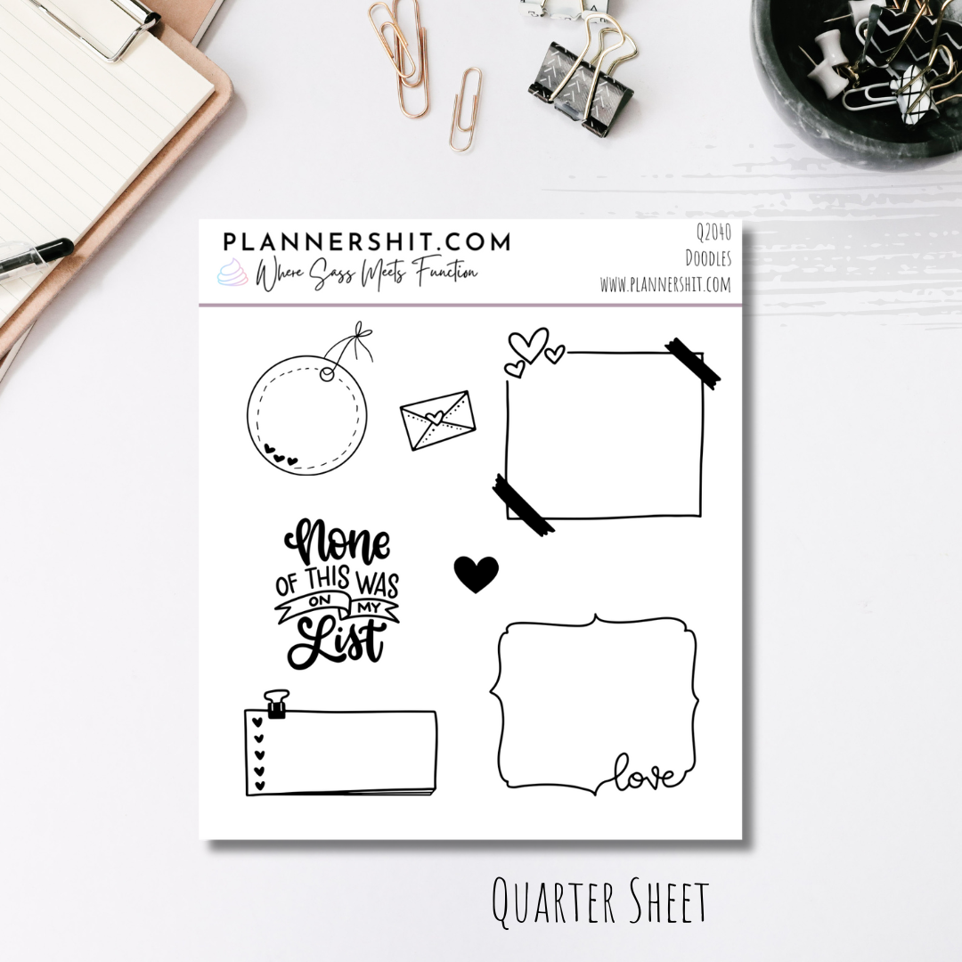 Quarter Sheet Planner Stickers - Doodles