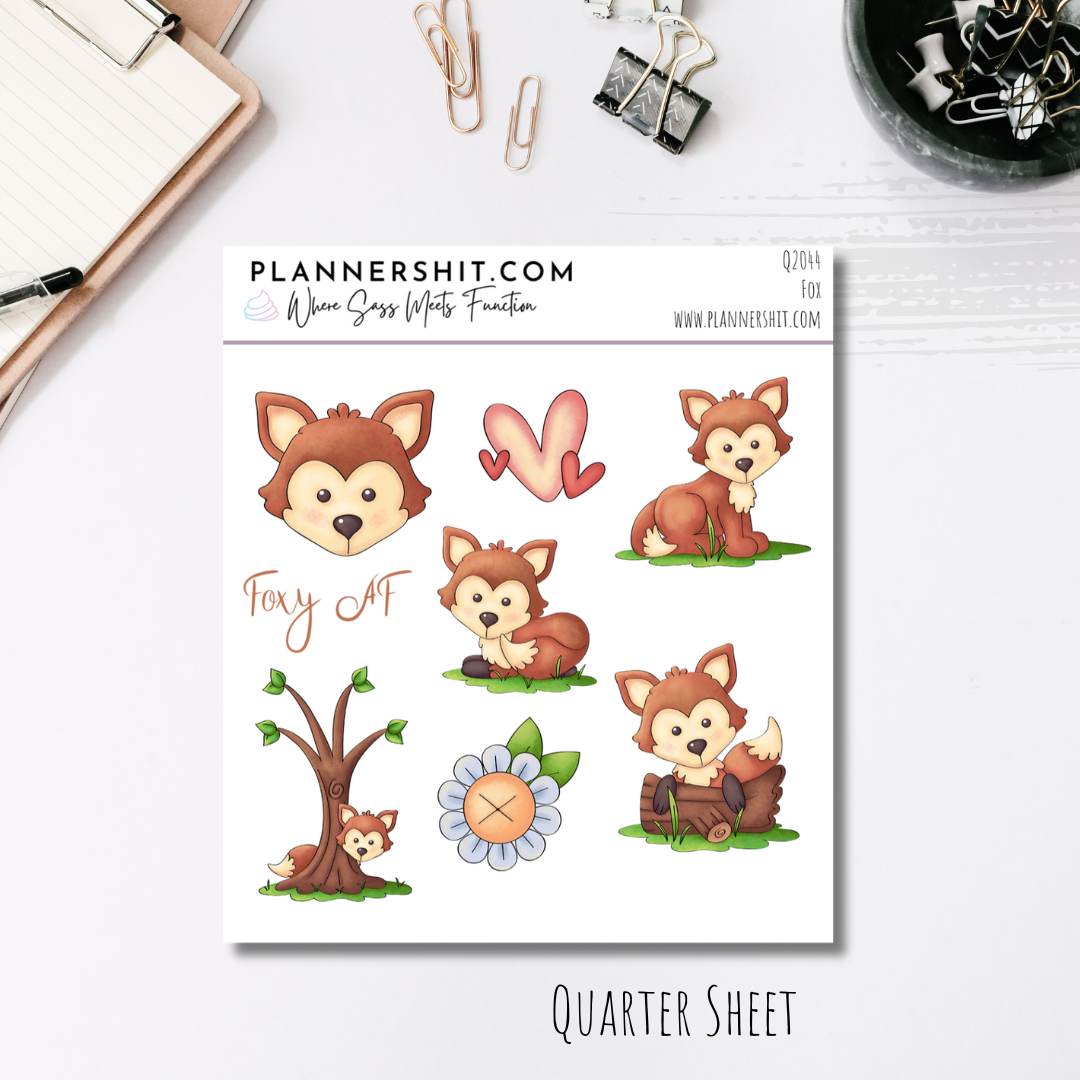 Quarter Sheet Planner Stickers - Fox
