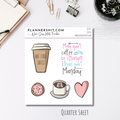 Quarter Sheet Planner Stickers - Coffee