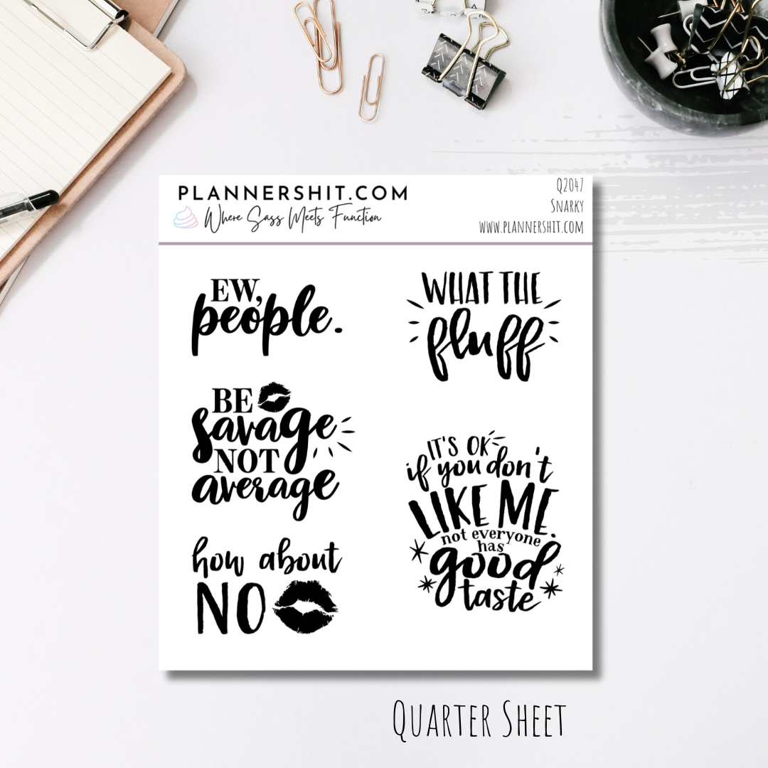 Quarter Sheet Planner Stickers - Snarky