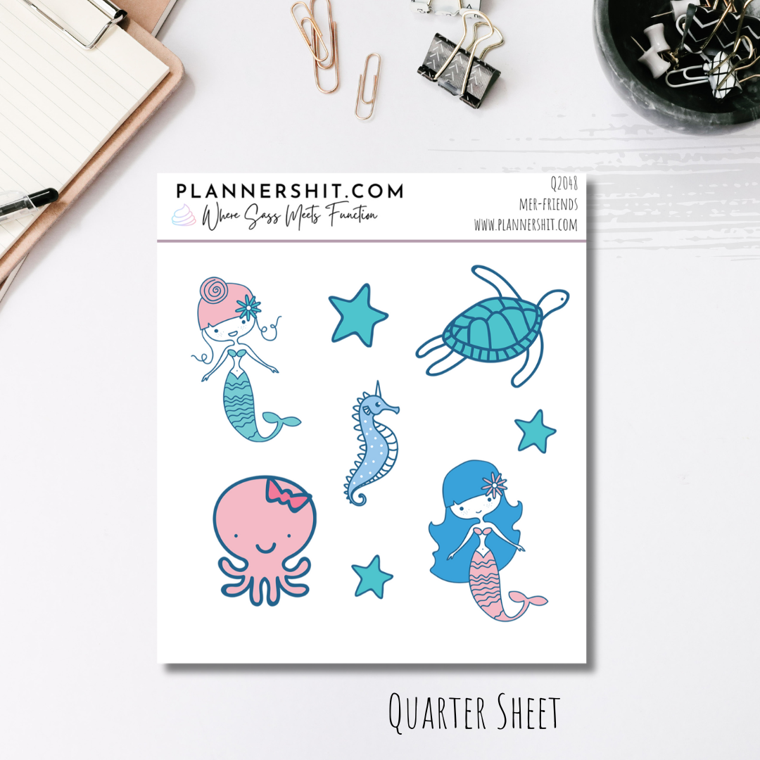Quarter Sheet Planner Stickers - Mer Friends