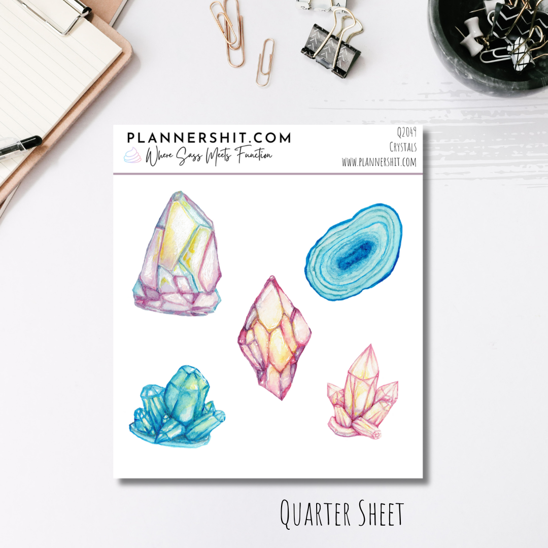 Quarter Sheet Planner Stickers - Crystals