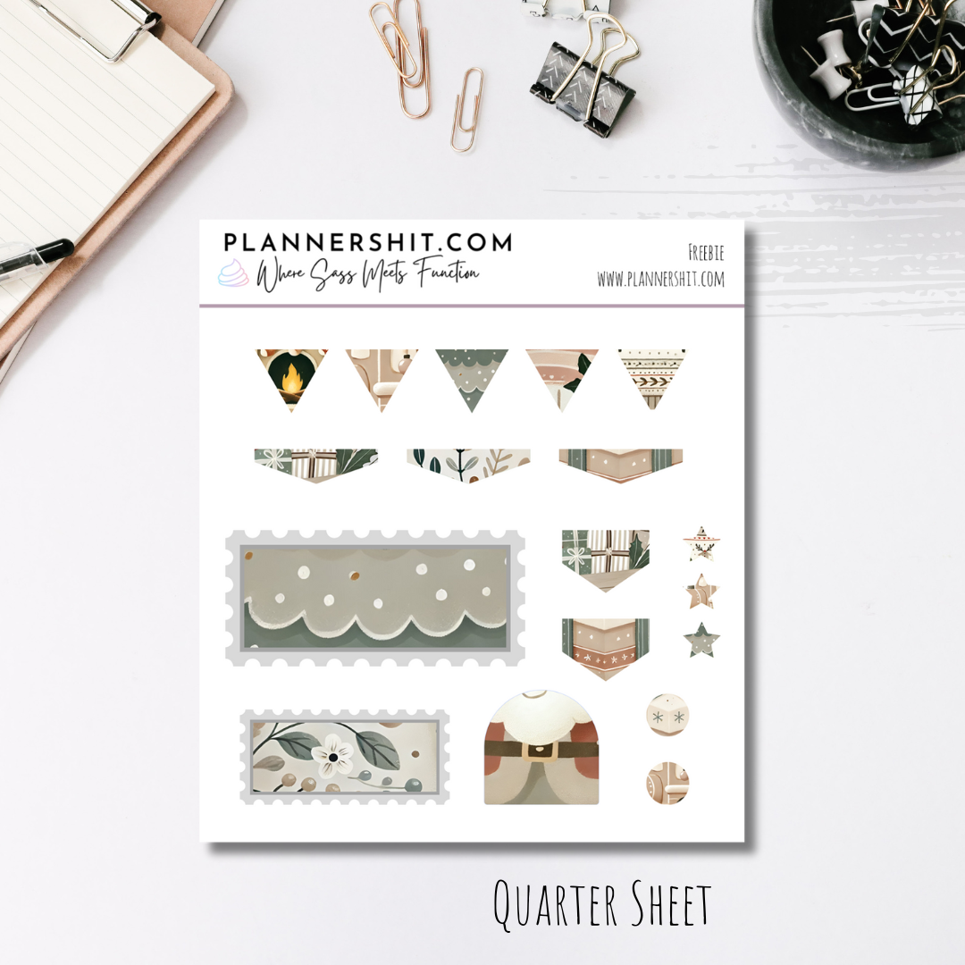Quarter Sheet Planner Stickers - Neutral Christmas Flags