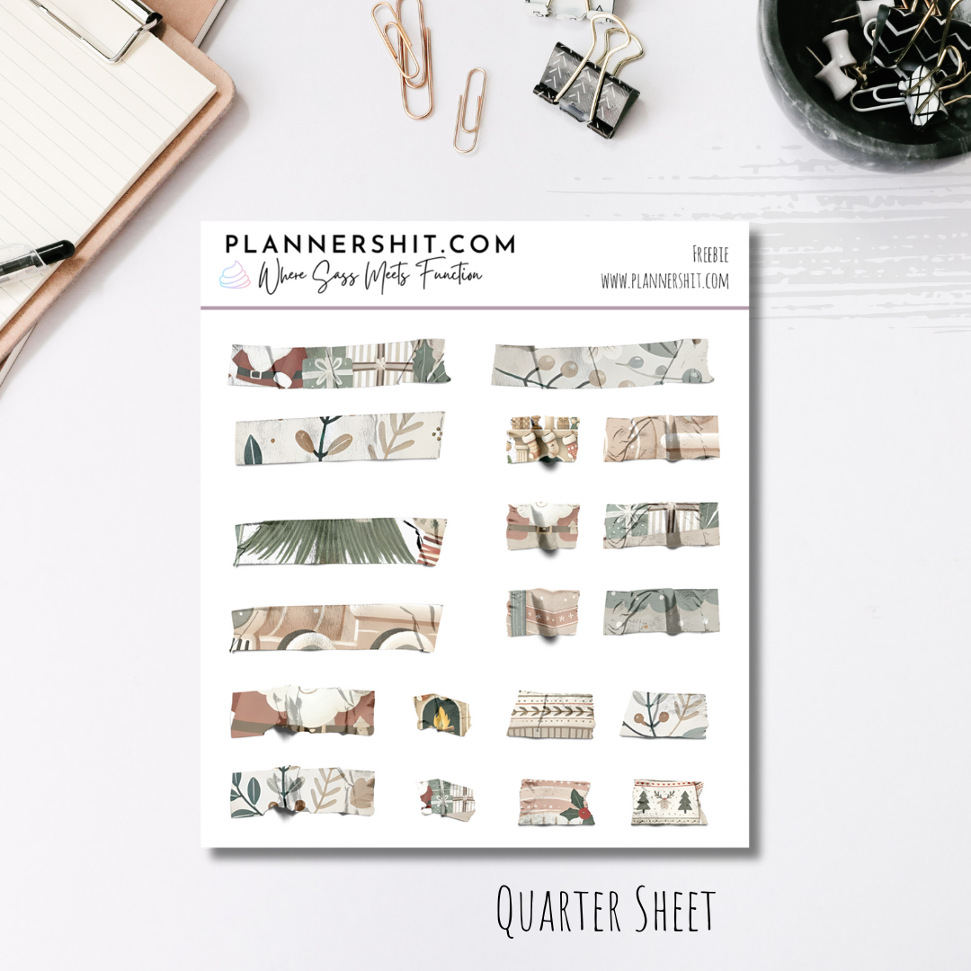 Quarter Sheet Planner Stickers - Neutral Christmas Washi