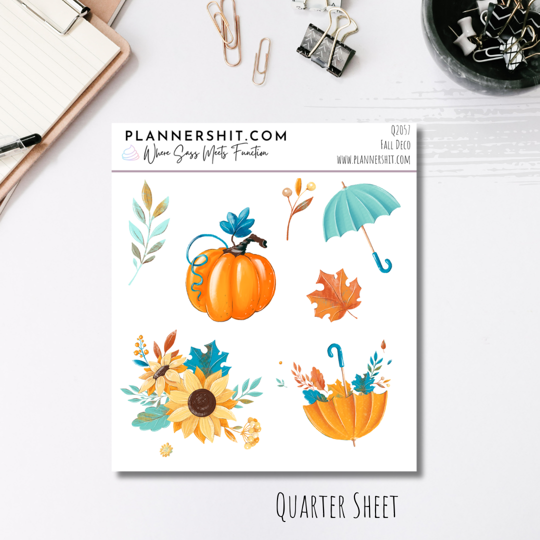 Quarter Sheet Planner Stickers - Fall Deco