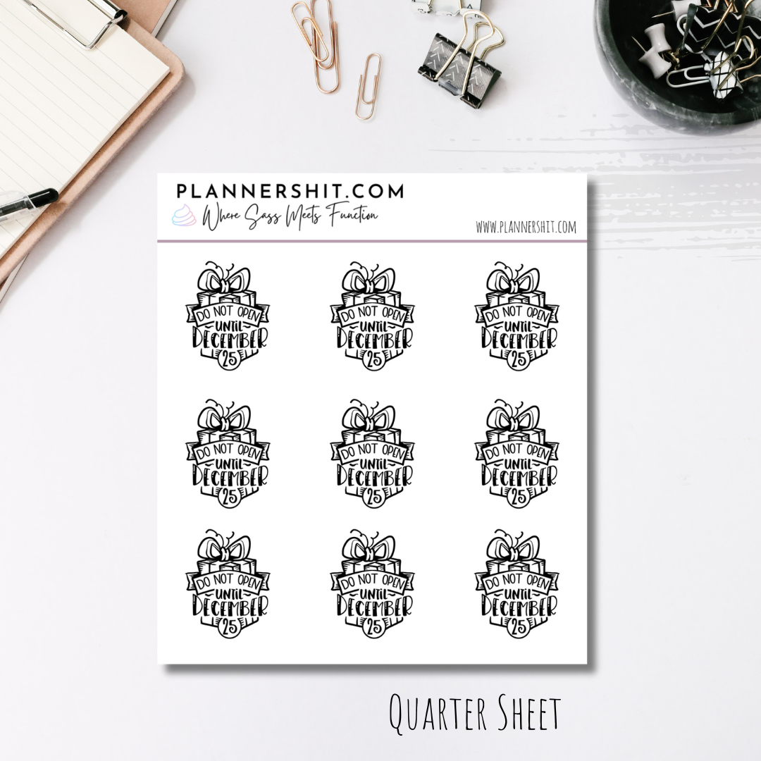 Quarter Sheet Planner Stickers - Do Not Open