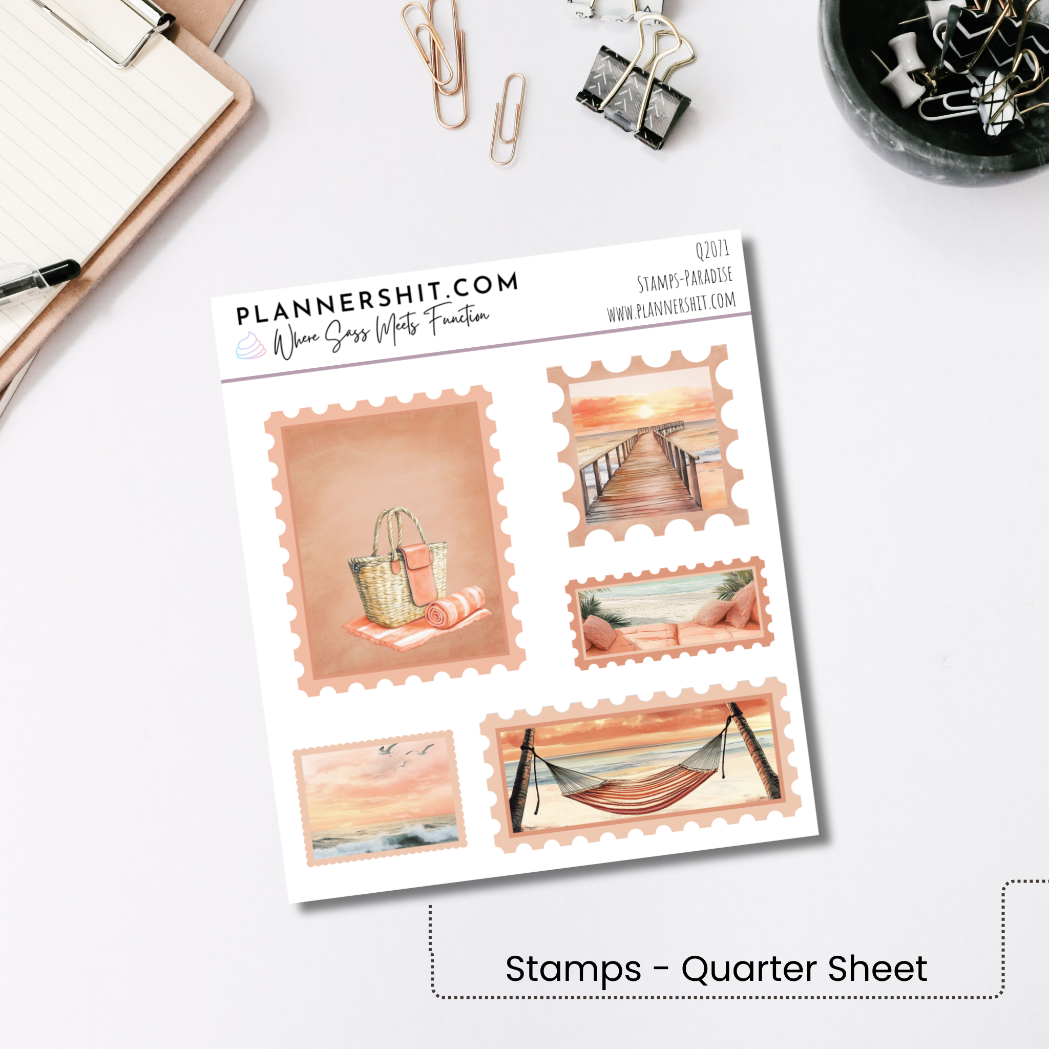 Quarter Sheet Planner Stickers - Paradise Stamps