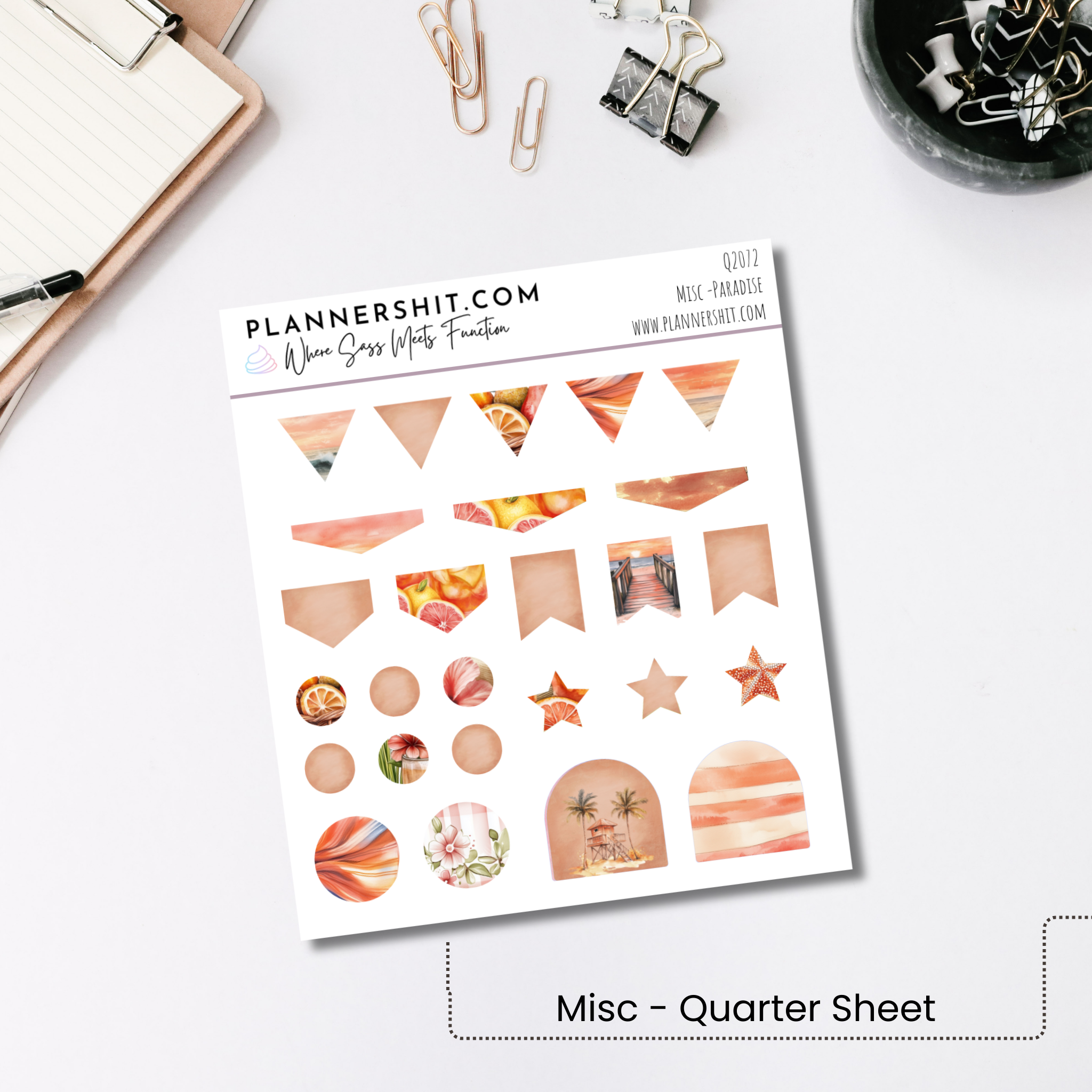 Quarter Sheet Planner Stickers - Paradise Misc
