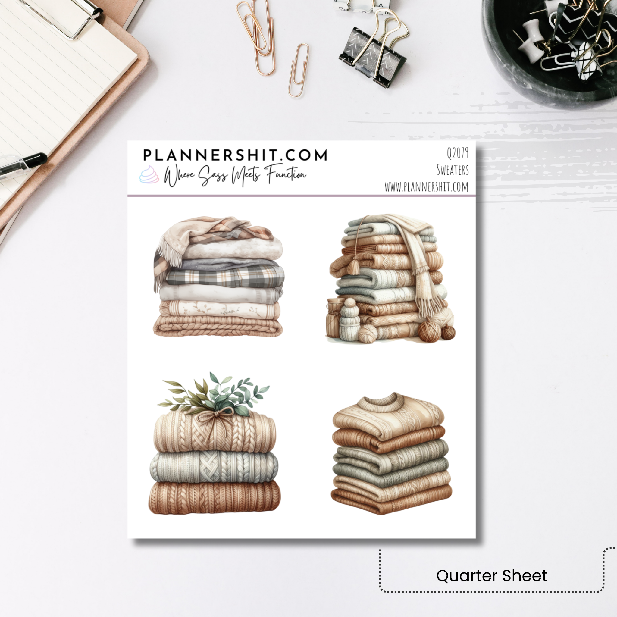 Quarter Sheet Planner Stickers - Sweaters