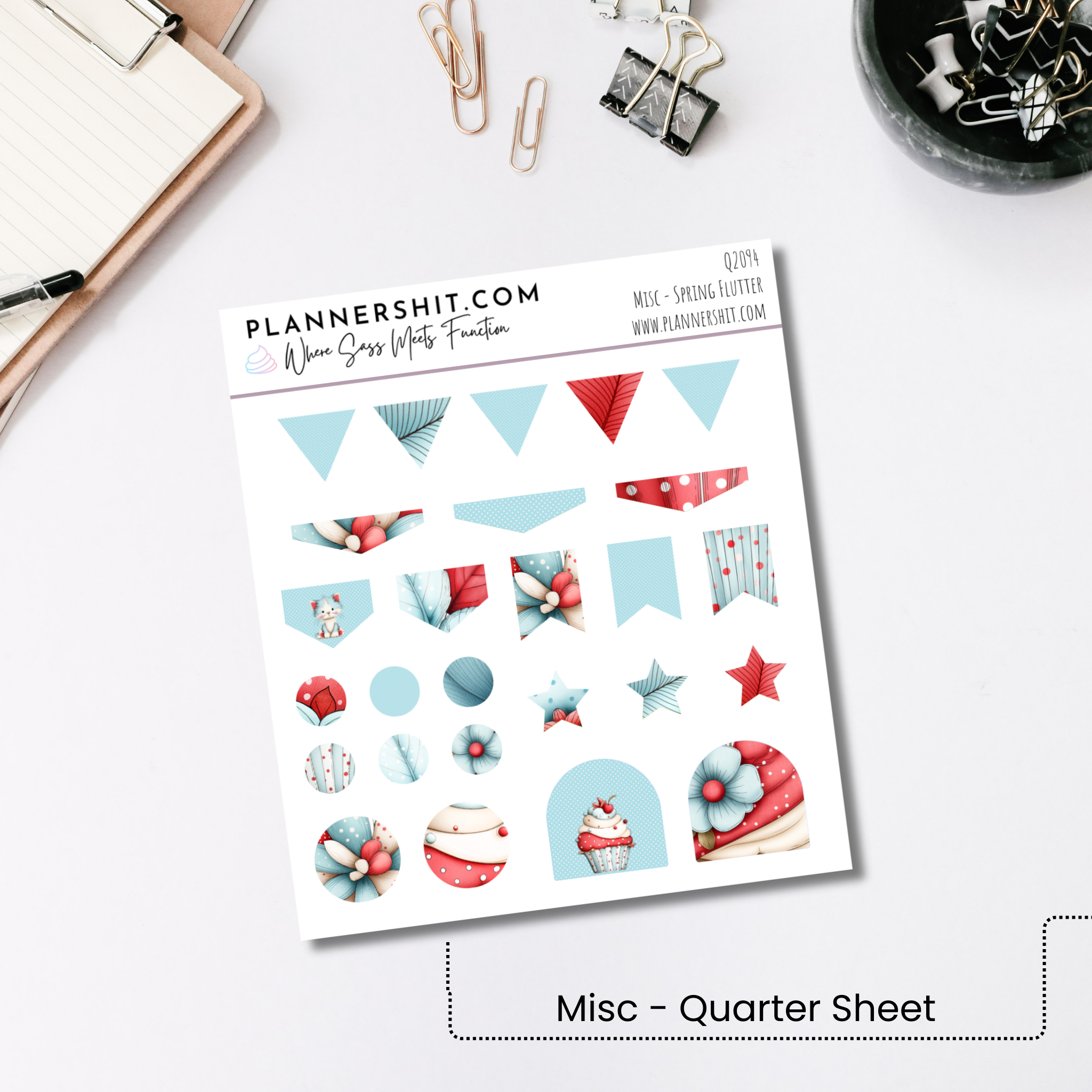 Quarter Sheet Planner Stickers - Flutter