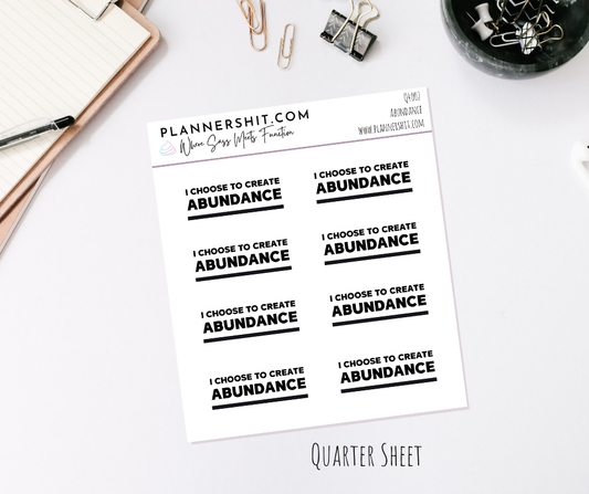 Quarter Sheet Planner Stickers - Abundance