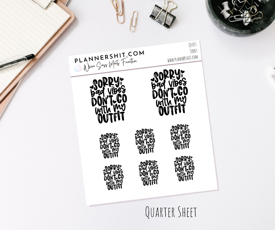 Quarter Sheet Planner Stickers - Sorry