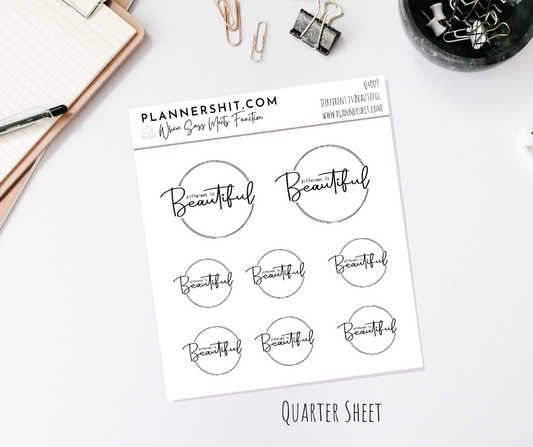 Quarter Sheet Planner Stickers - Different is Beautiful