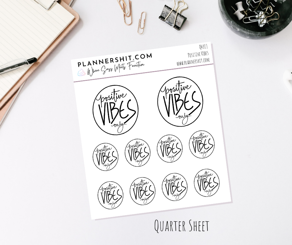 Quarter Sheet Planner Stickers - Positive Vibes