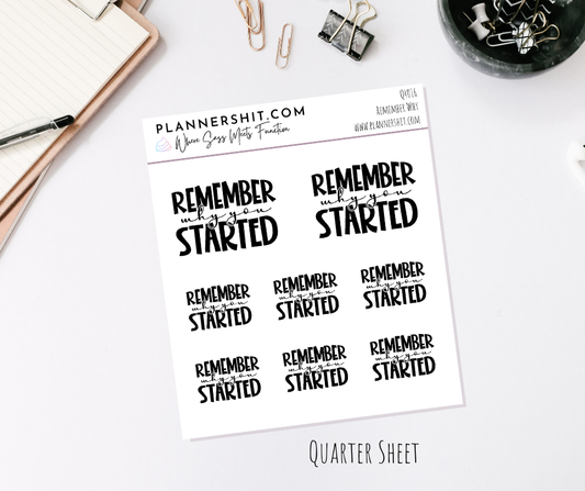 Quarter Sheet Planner Stickers - Remember Why