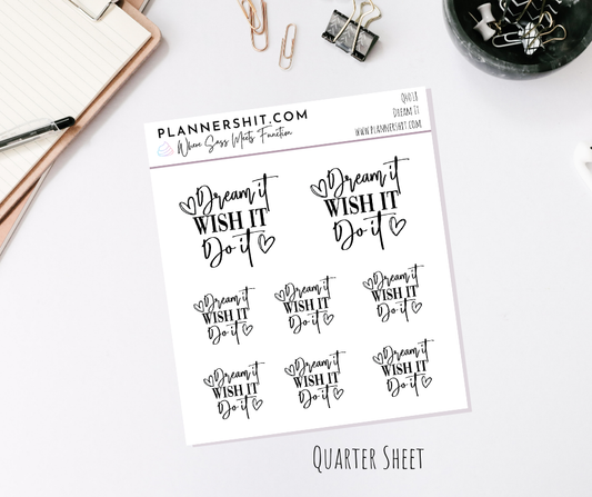 Quarter Sheet Planner Stickers - Dream It