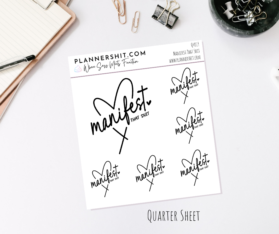 Quarter Sheet Planner Stickers - Manifest That Shit