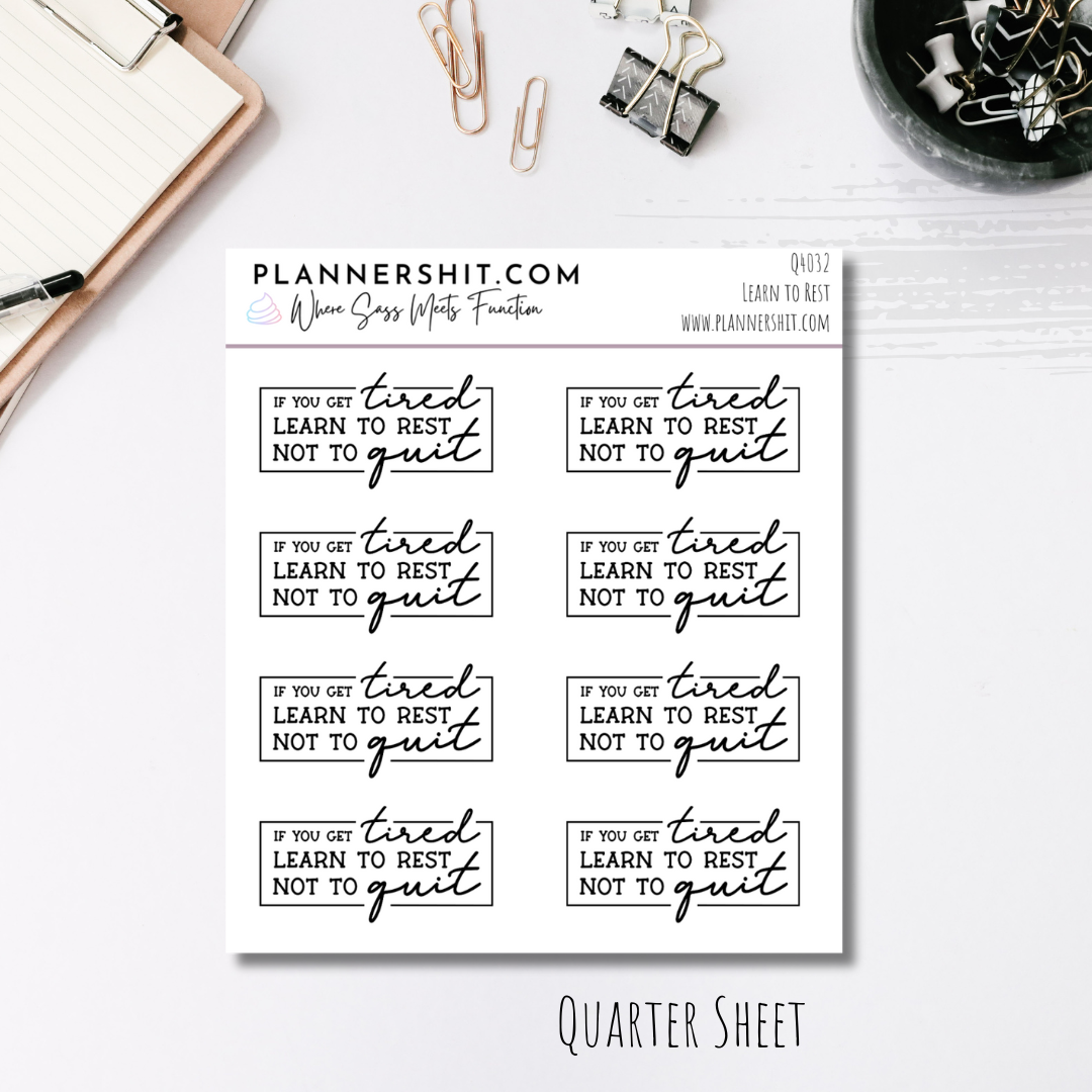 Quarter Sheet Planner Stickers - Learn to Rest