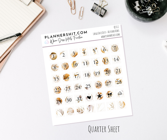 Functional Quarter Sheet - Large Date Covers - Autumn Vibes