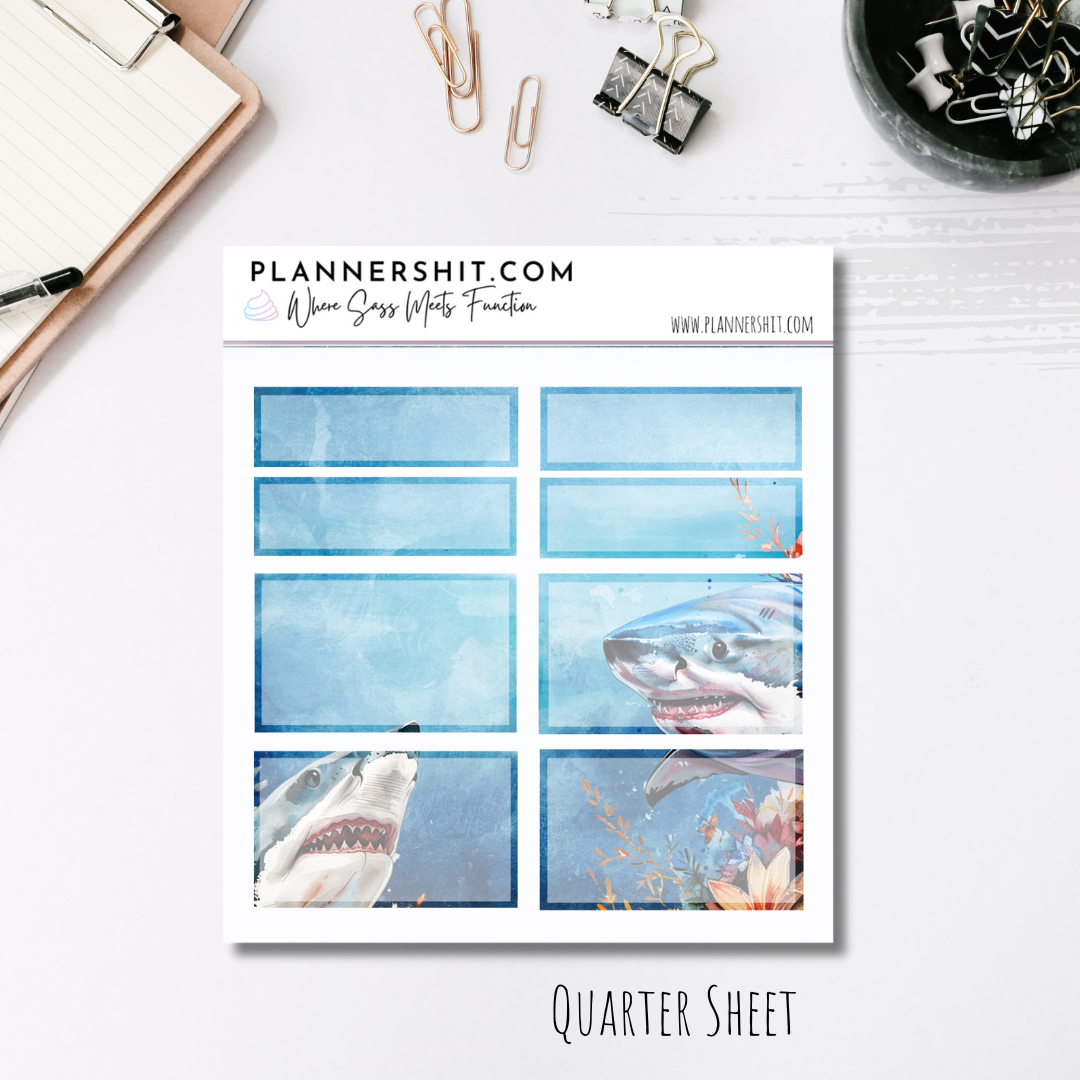 Functional Quarter Sheet - Boxes - Floral Sharks