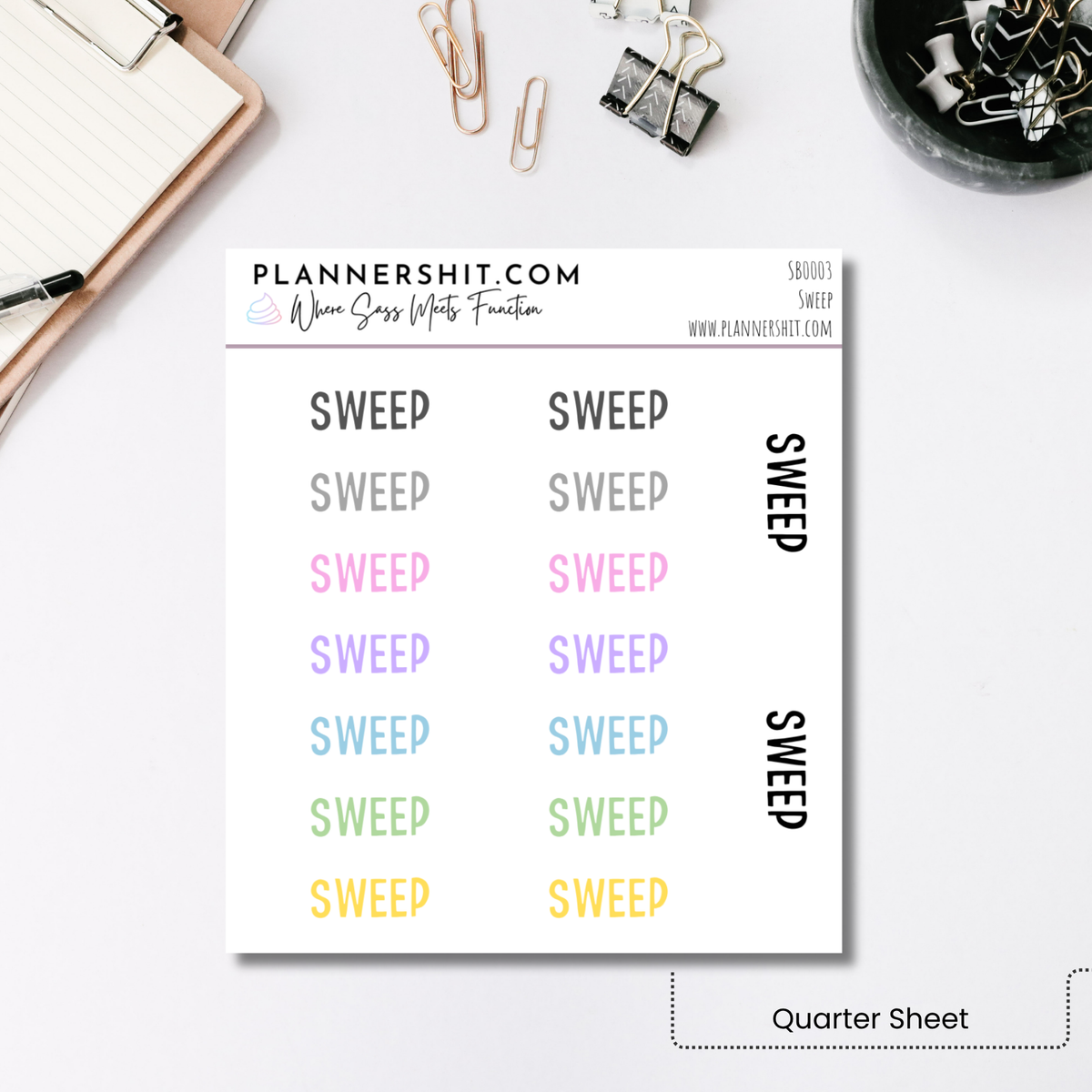 Script Stickers - Sweep