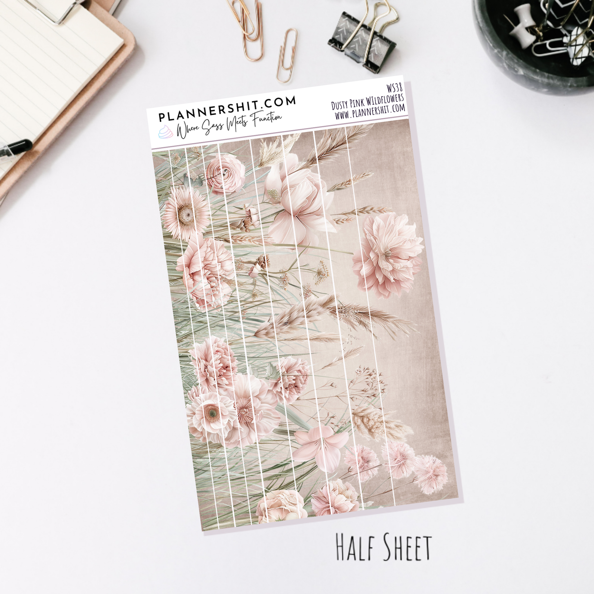 Half Sheet Weekly Mini Kit - Dusty Pink Wildflowers