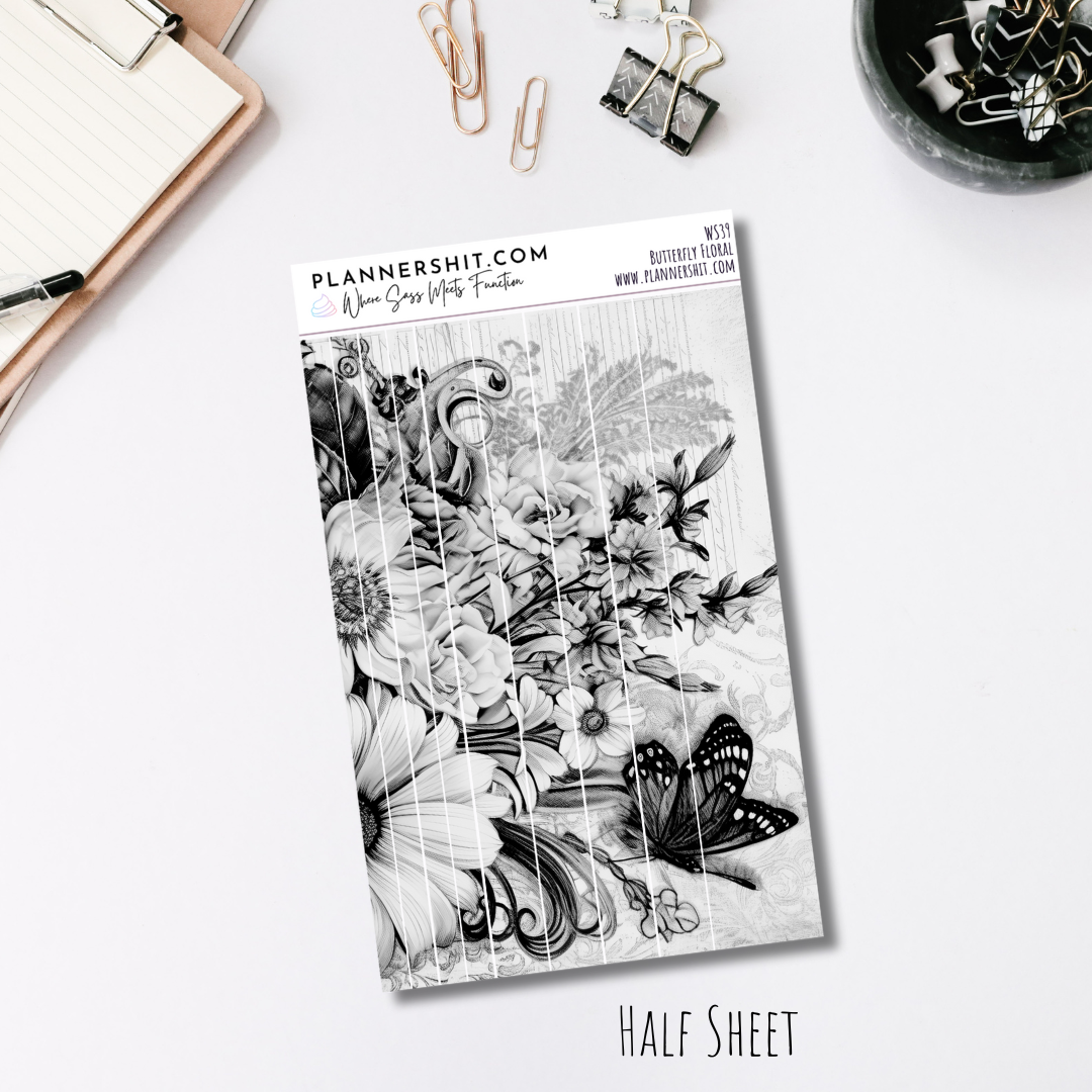 Half Sheet Weekly Mini Kit - Monochrome Florals