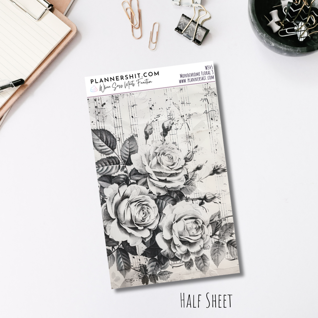 Washi Strips - Monochrome Floral 3