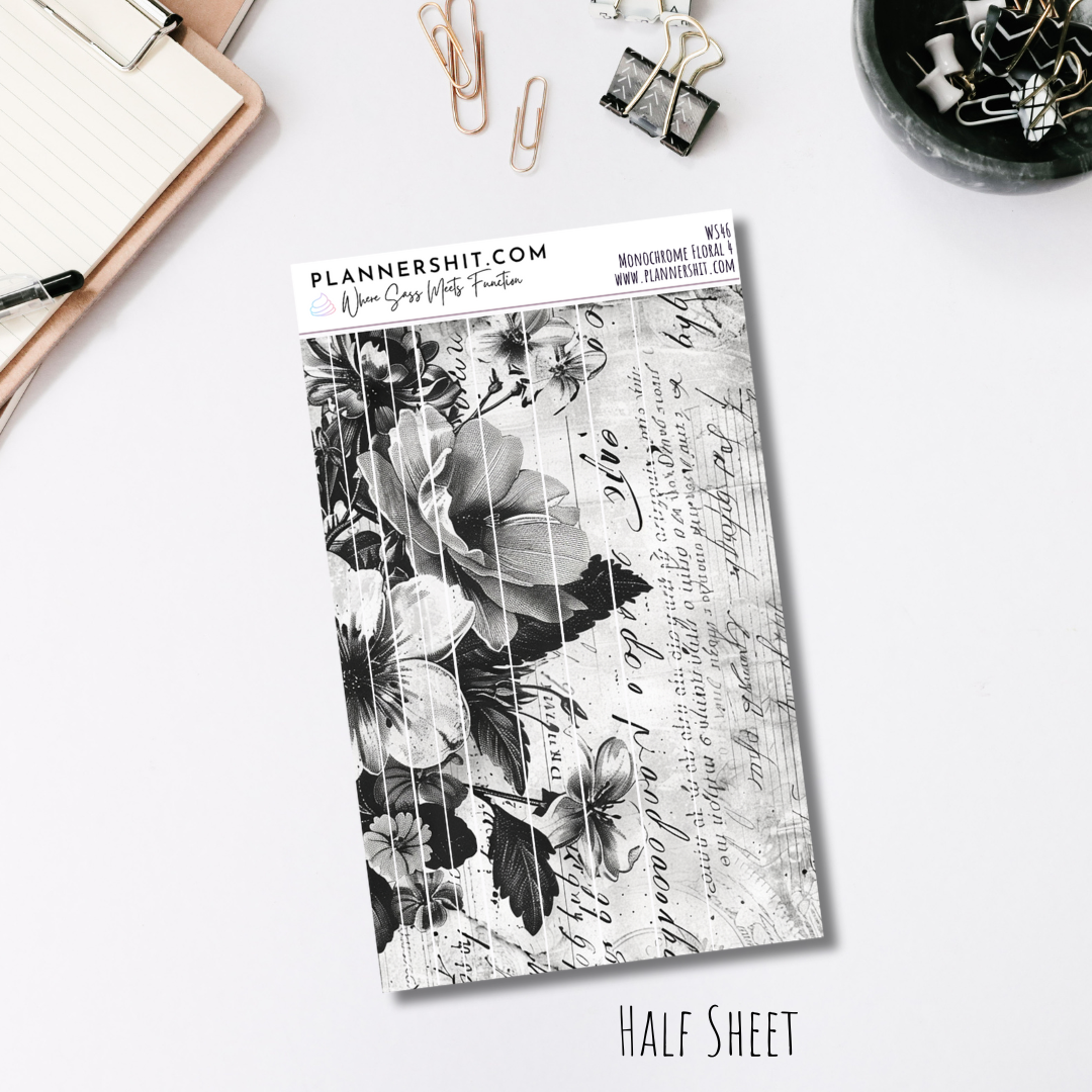Washi Strips - Monochrome Floral 4