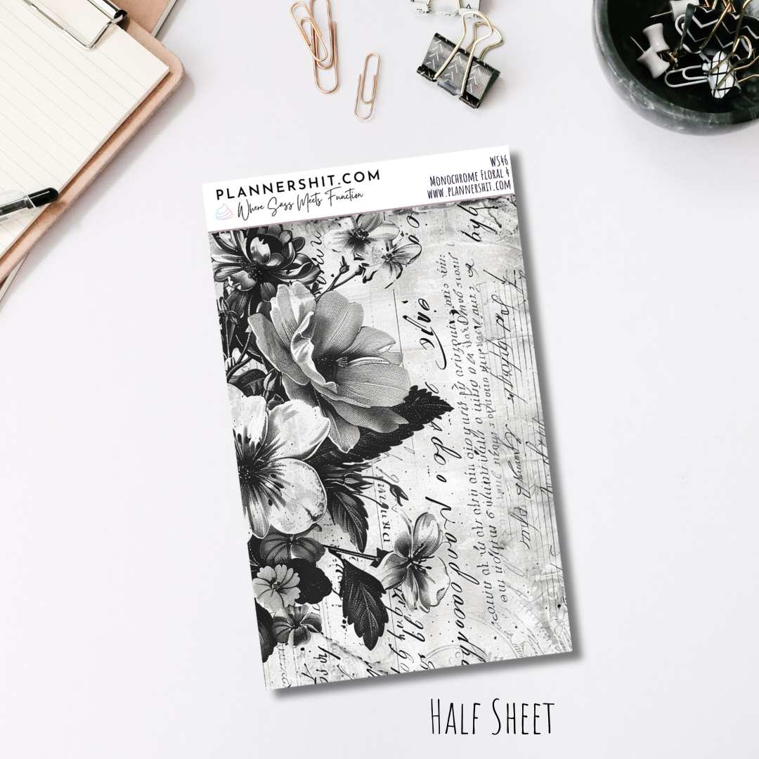 Washi Strips - Monochrome Floral 4