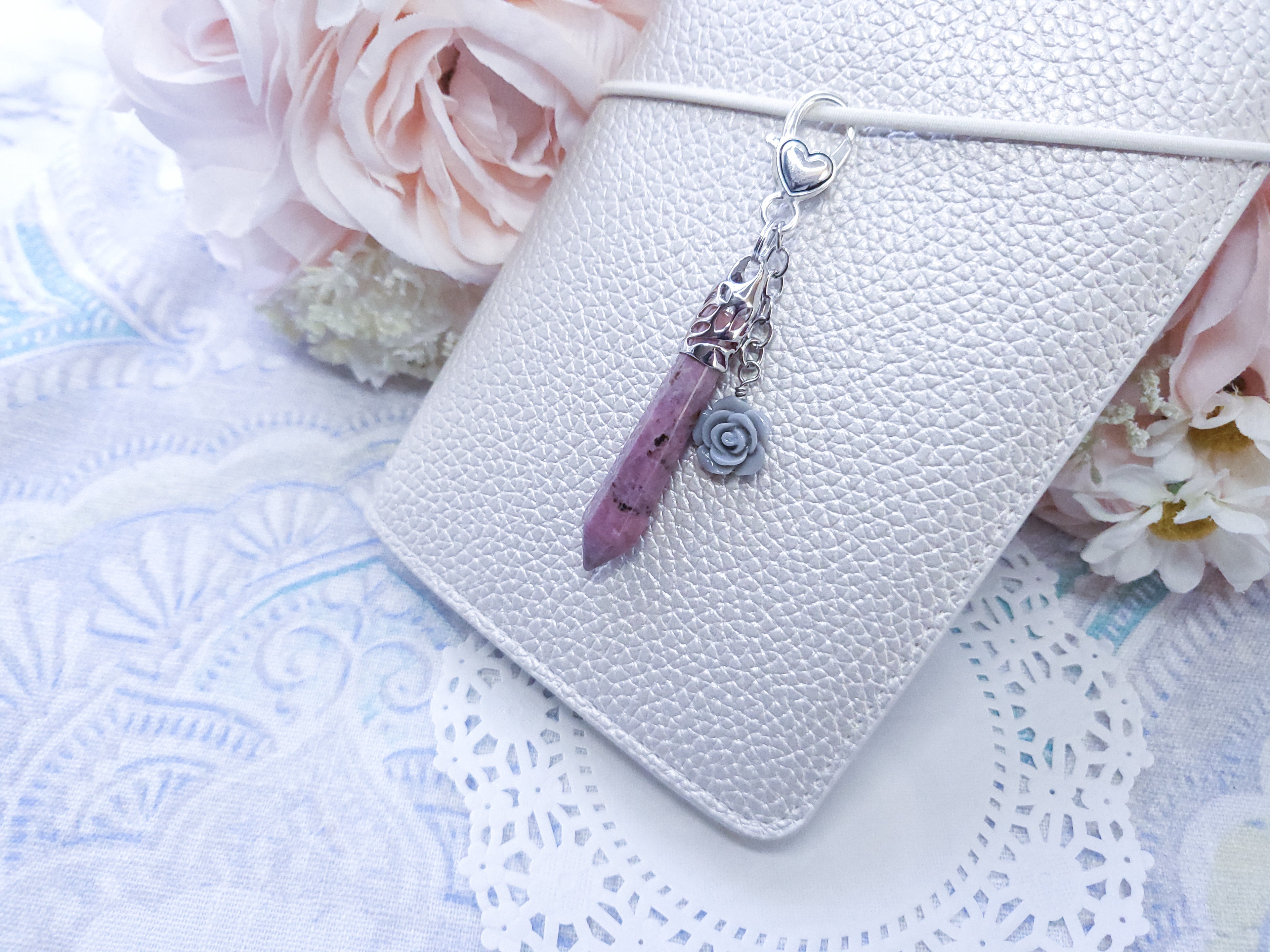 Statement Dangle - Gemstone Pendant (Matrix Rhondonite)